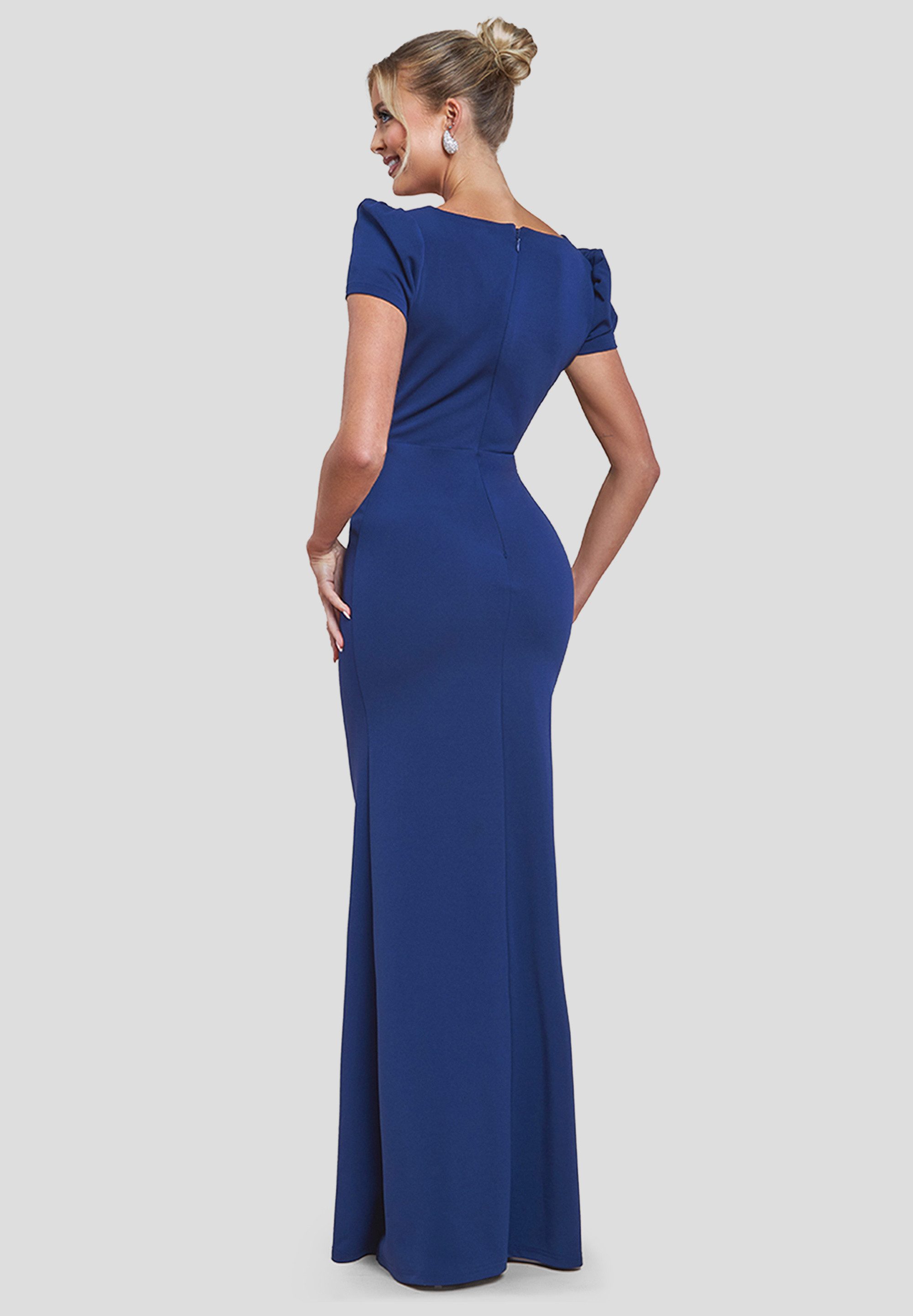 Goddiva Maxikleid Diamante Embellished Bow Scuba Crepe Maxi Dress langes Kleid