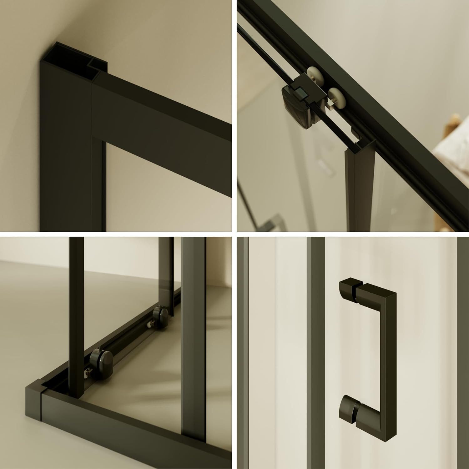 i-flair Eckdusche Schiebetür Duschkabine DANIELLE aus durchsichtigem 6 mm ESG, BxT: 70x70 cm, Einscheibensicherheitsglas, ohne Duschtasse, mit hochwertigen Alum – Bild 4 von 5