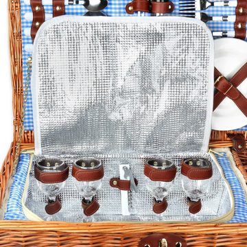 Schramm Picknickkorb Schramm® Picknickkorb aus Weidenholz für 4 Personen wählbar mit oder ohne Henkel hochwertiger Weidenkorb mit Picknickdecke Picknickset (0 St)