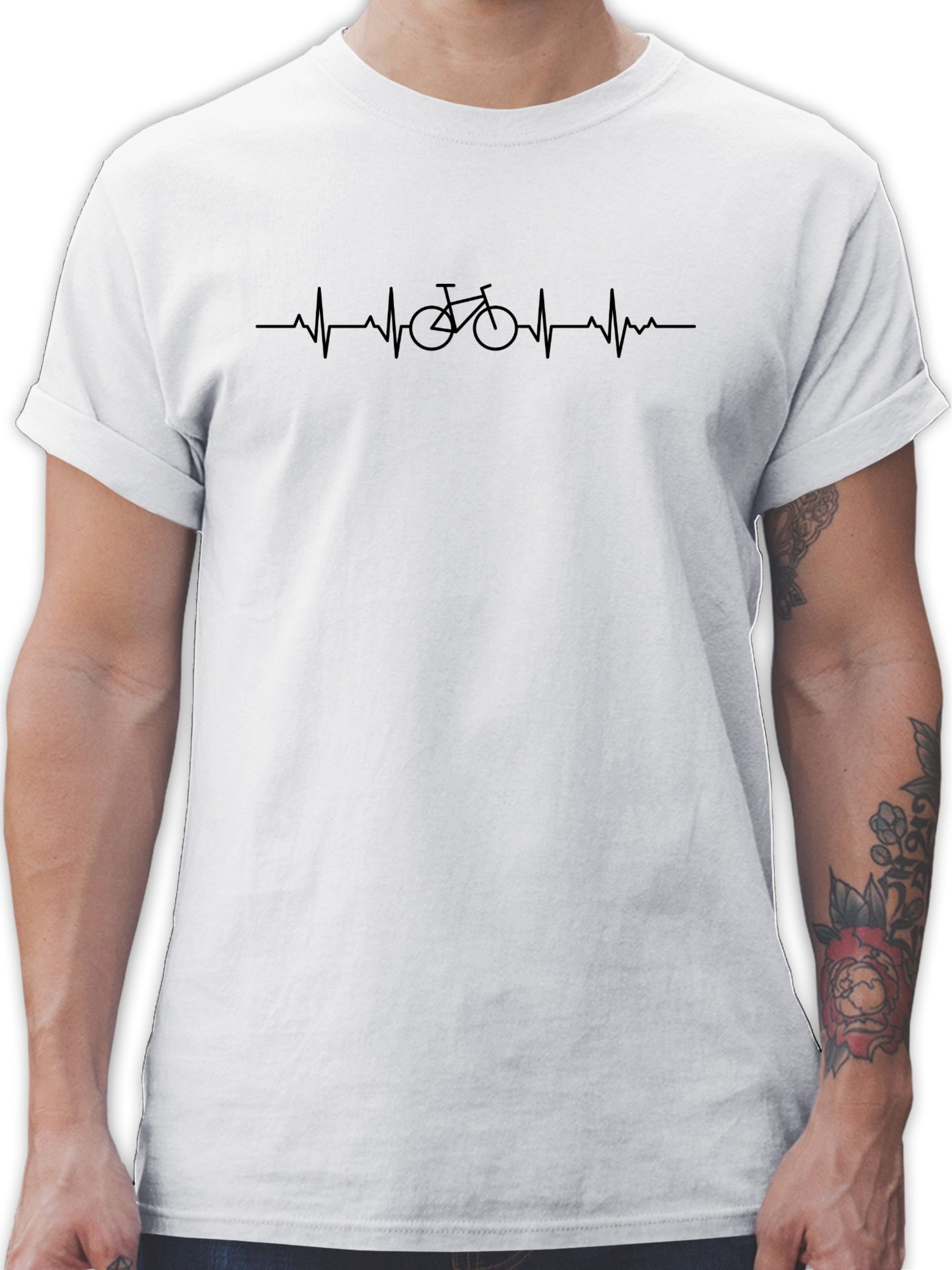 Shirtracer T-Shirt Herzschlag Fahrrad - schwarz Fahrrad Bekleidung Radsport 2 Weiß