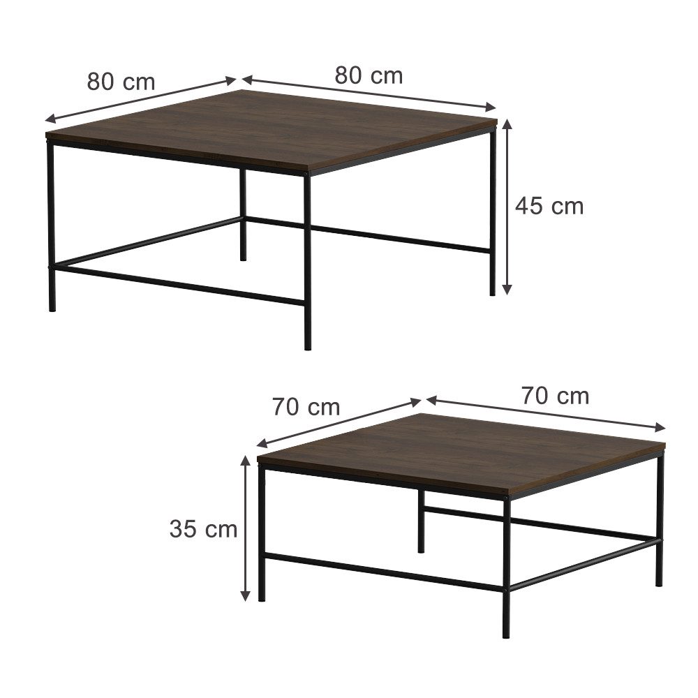 Vicco Couchtisch Ramio, Eiche rustikal/Schwarz, 80 günstig online kaufen