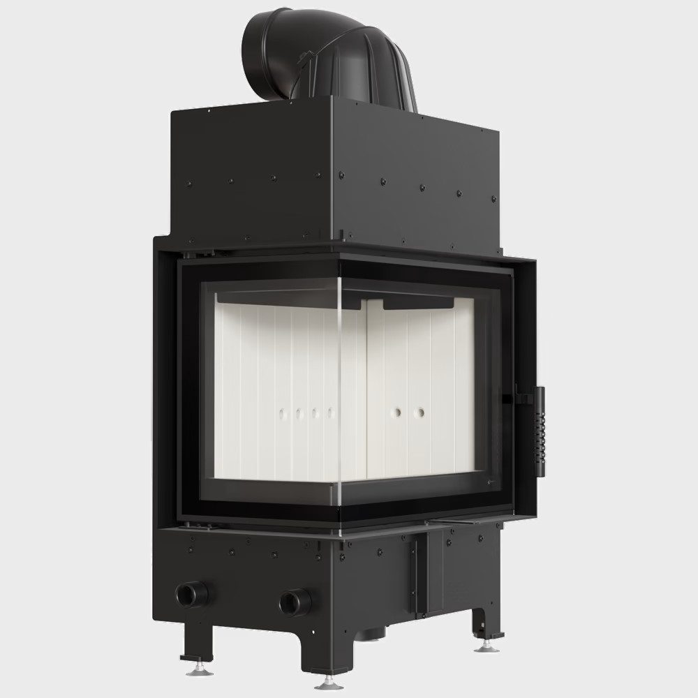 Kratki Камины Kamineinsatz aus Stahl FLOKI S links 8 kW Ø 160 mit Türfeder, 8 kW