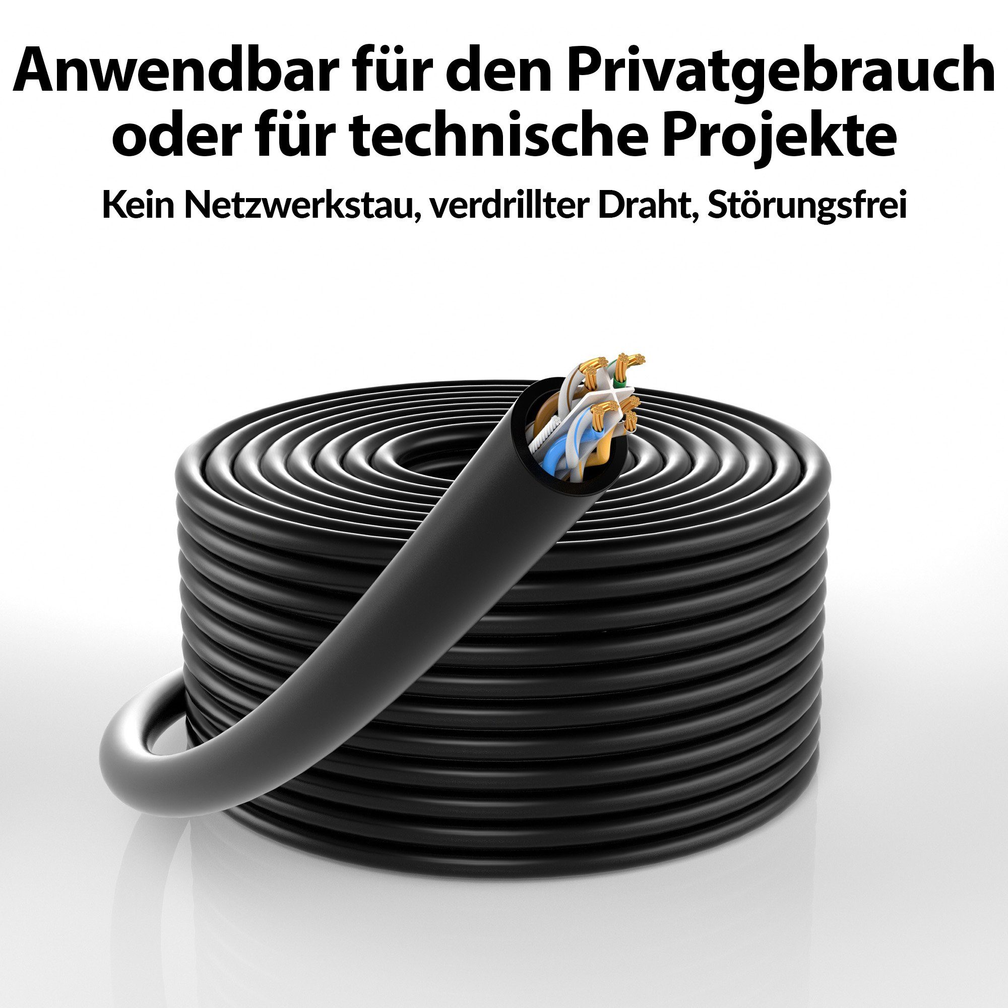 JAMEGA CAT 6 Patchkabel RJ45 Rohkabel LAN Kabel Ethernet Netzwerkkabel LAN-Kabel, CAT.6, RJ-45 Stecker (Ethernet) (100 cm)