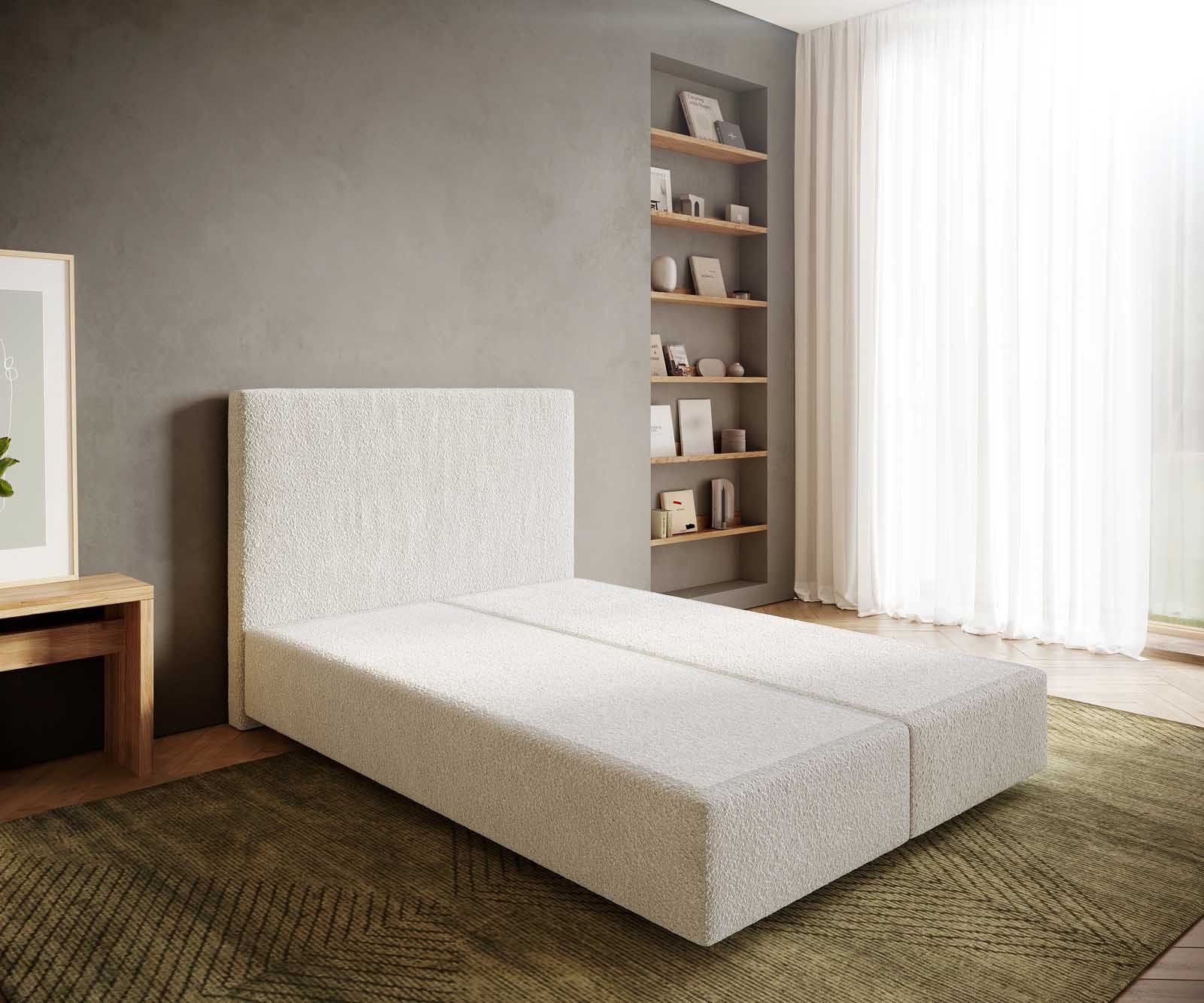 DELIFE Bettgestell Dream-Well, Bouclé Creme-Weiß 140x200 günstig online kaufen