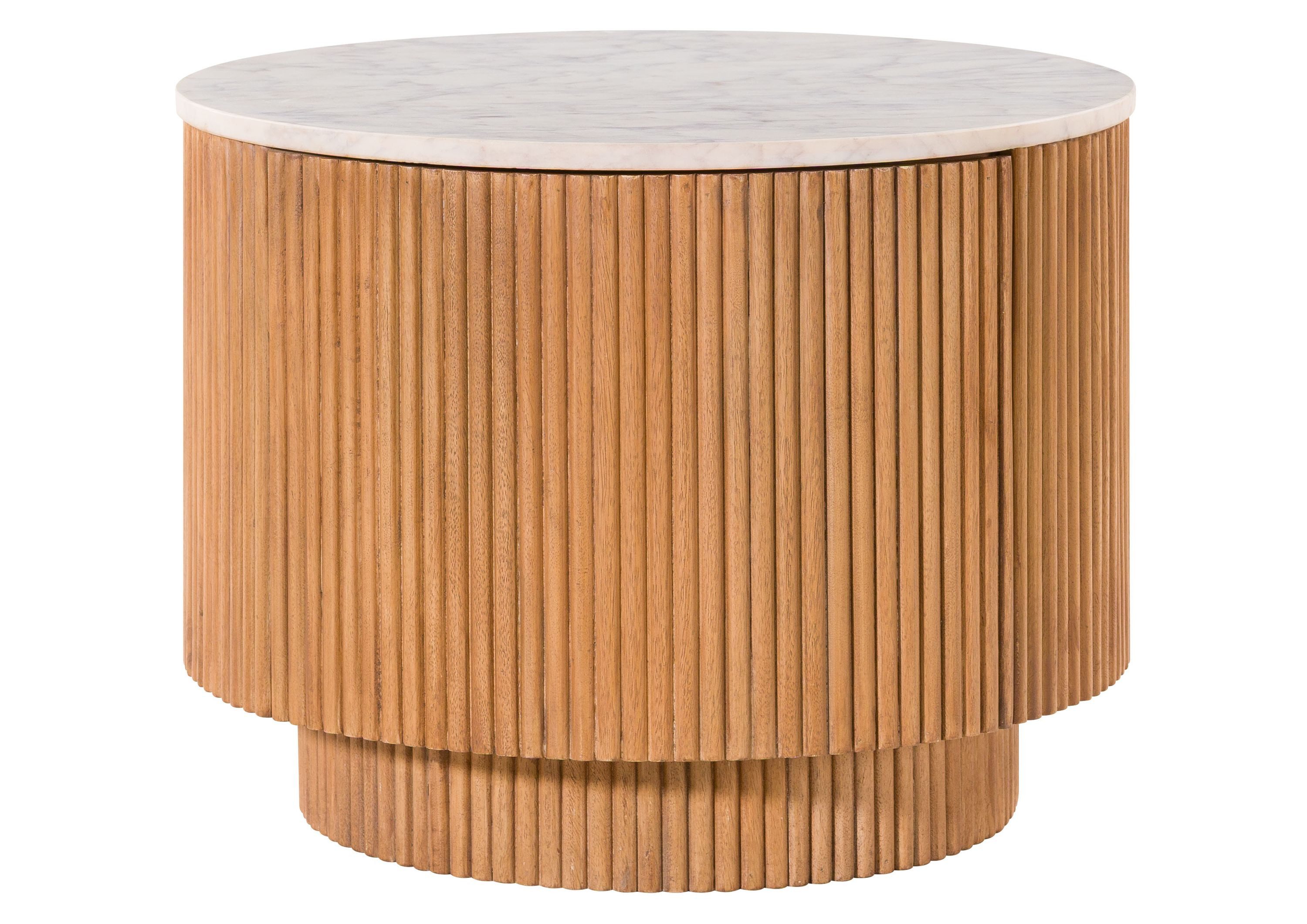 Massivmoebel24 Couchtisch BARCELONA#521 (Massivholz, Massivholztisch), Mango 60x60x45 natur lackiert / Marmor weiß BARCELONA #521