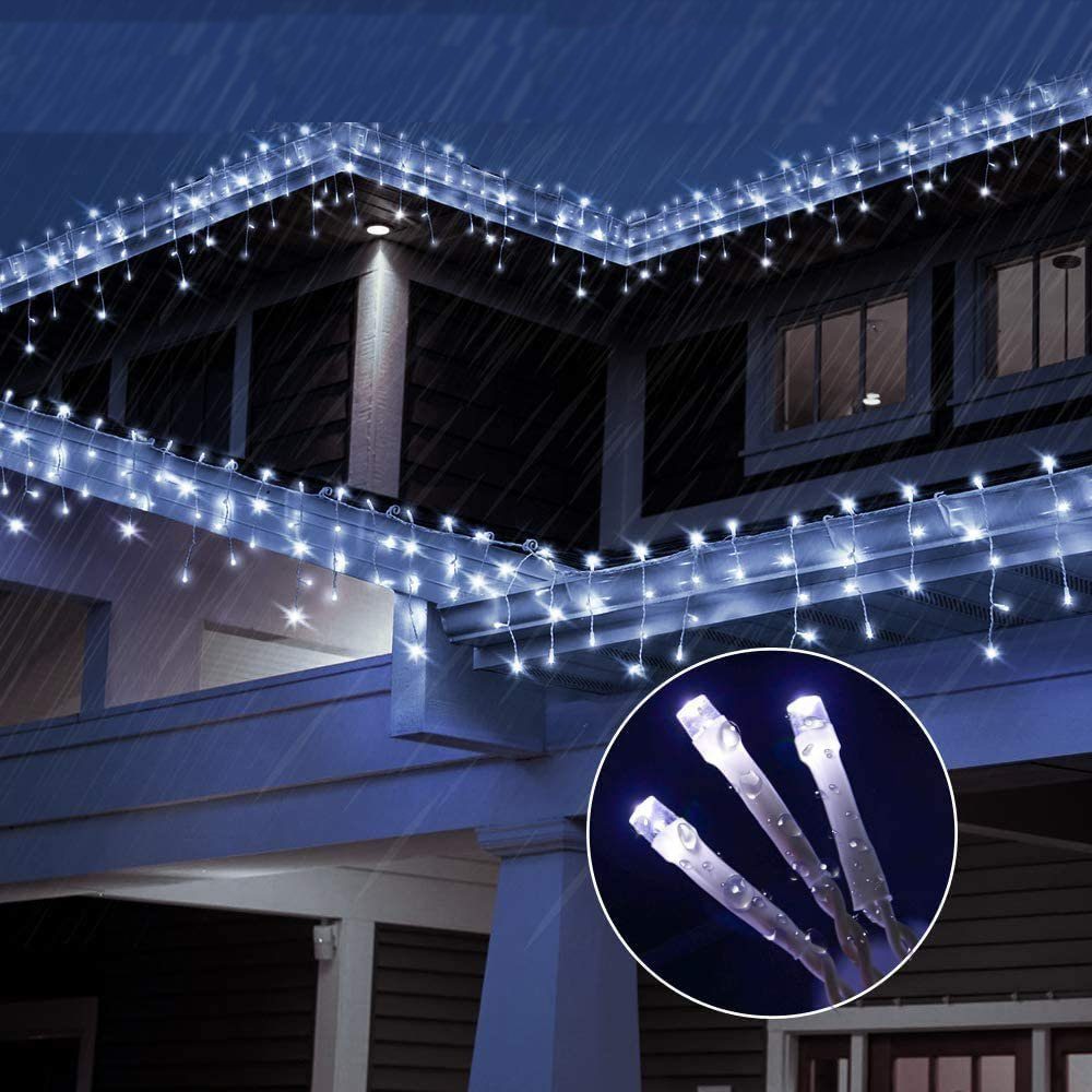 interGo LED-Lichterkette »10m 400 LED Eisregen Lichterkette  Weihnachtsdeko«, 10m 400 LED Eisregen Lichterkette Weihnachtsdeko Christmas  Weihnachtsbeleuchtung Kaltweiß Weihnachten Deko für Innen und Außen