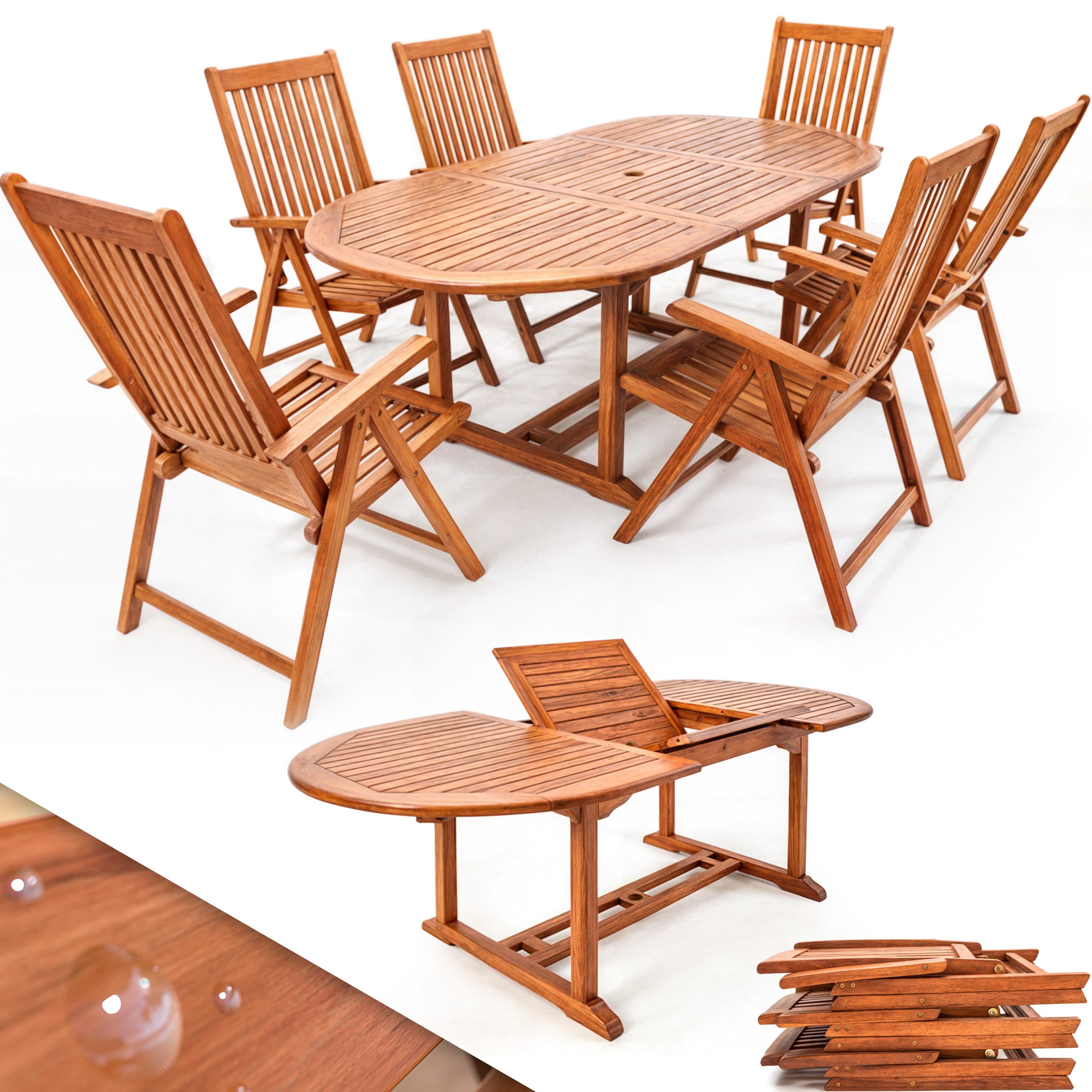 Casaria Sitzgruppe, Holz 6 Stühle mit Tisch Wetterfest FSC®-zertifiziert Sc günstig online kaufen