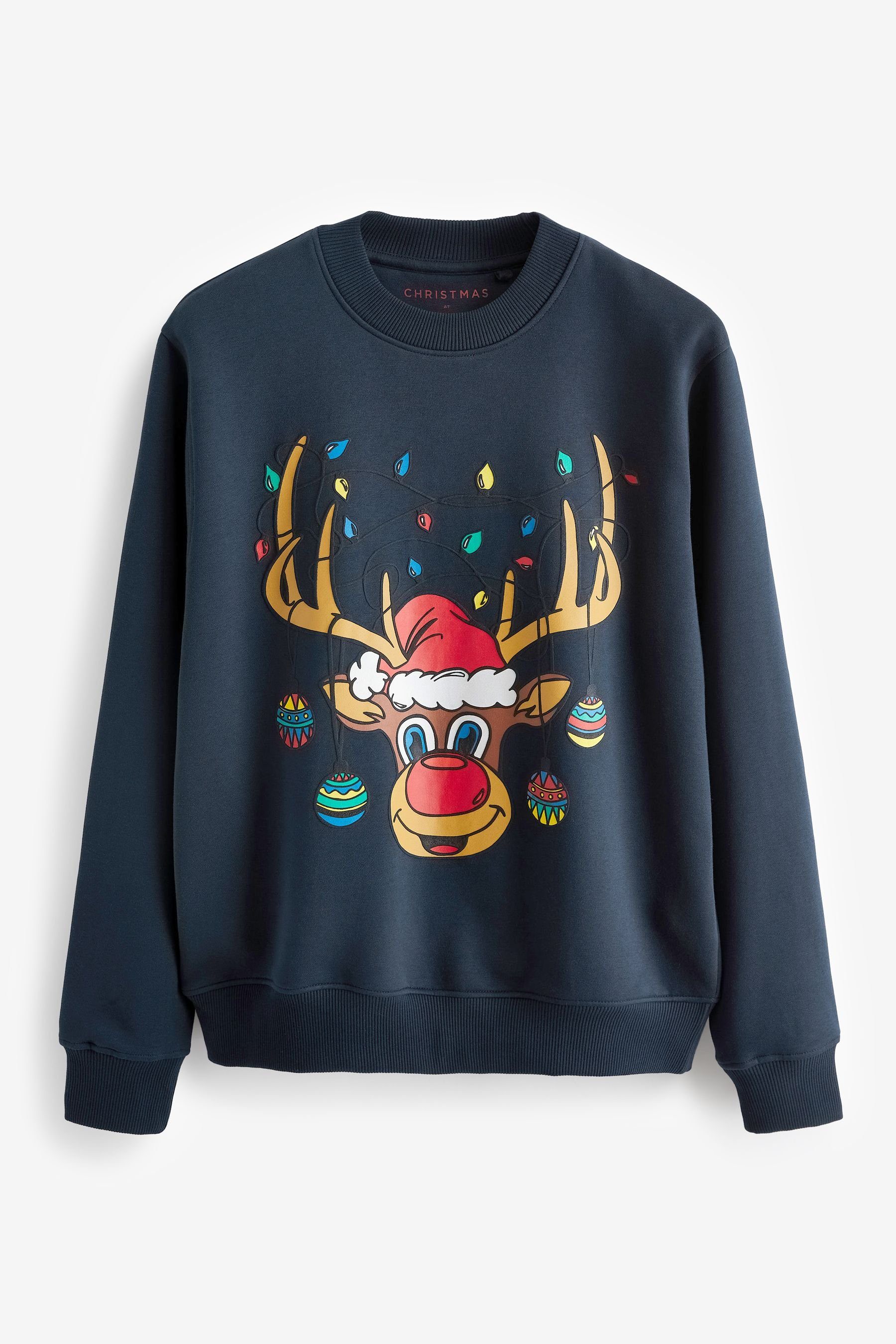 Schuhgeschäft Next Sweatshirt Pullover mit Navy Dark Blue Weihnachtsmotiv (1-tlg)