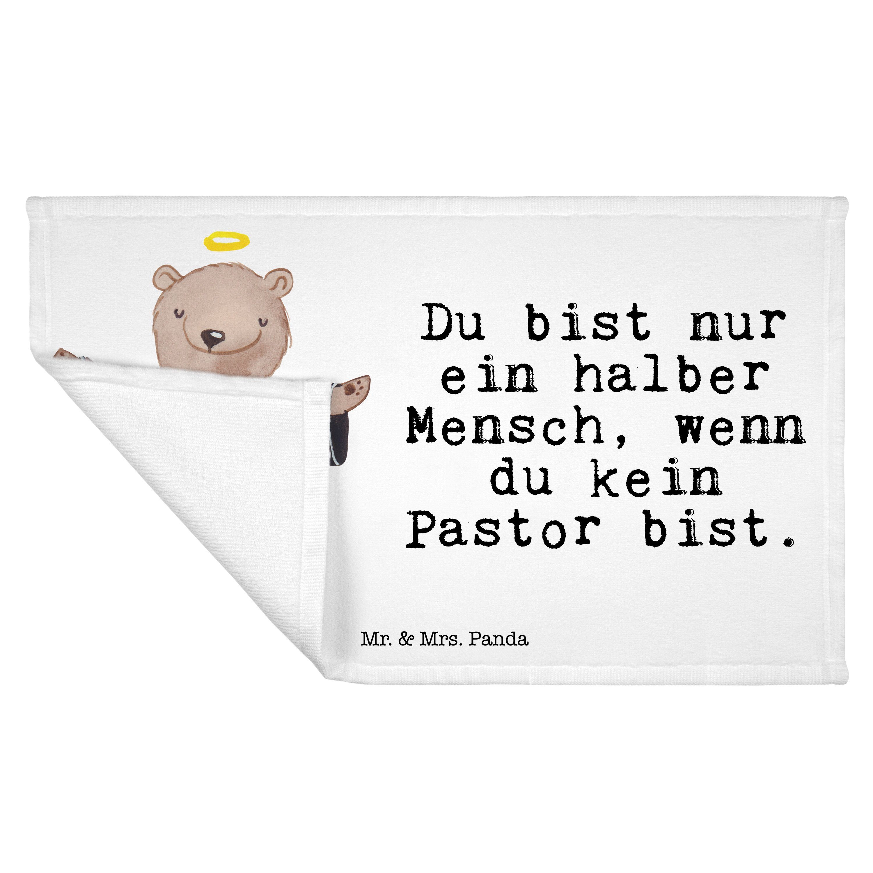 Handtuch Sport - Weiß Priester, Handtuch, mit Herz (1-St) Mrs. - Mr. Geschenk, Panda Prediger Pastor &