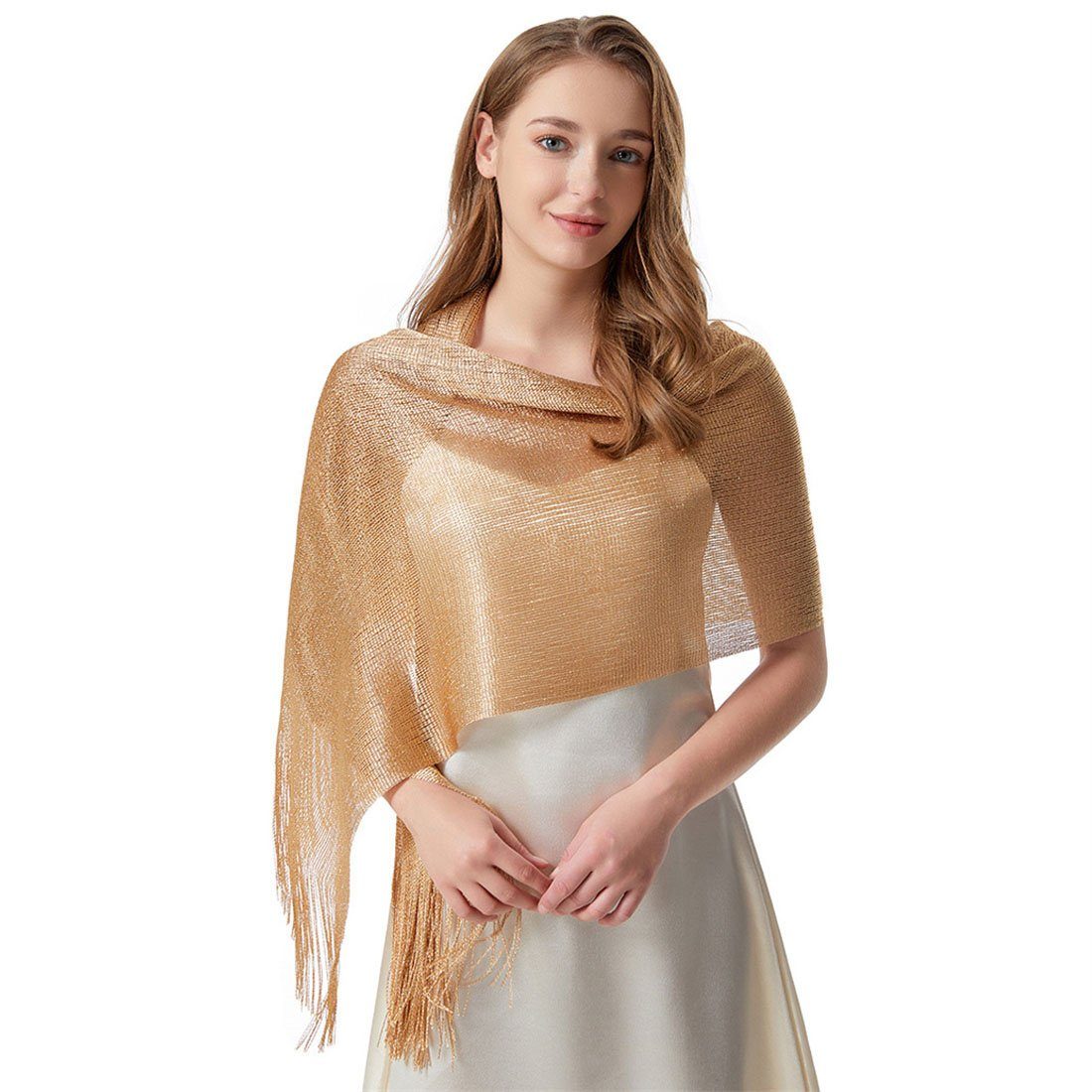 DÖRÖY Seidenschal Frauen Schal Gold lange wickeln dünnen Schal Schal Sommer Schal Kopftuch