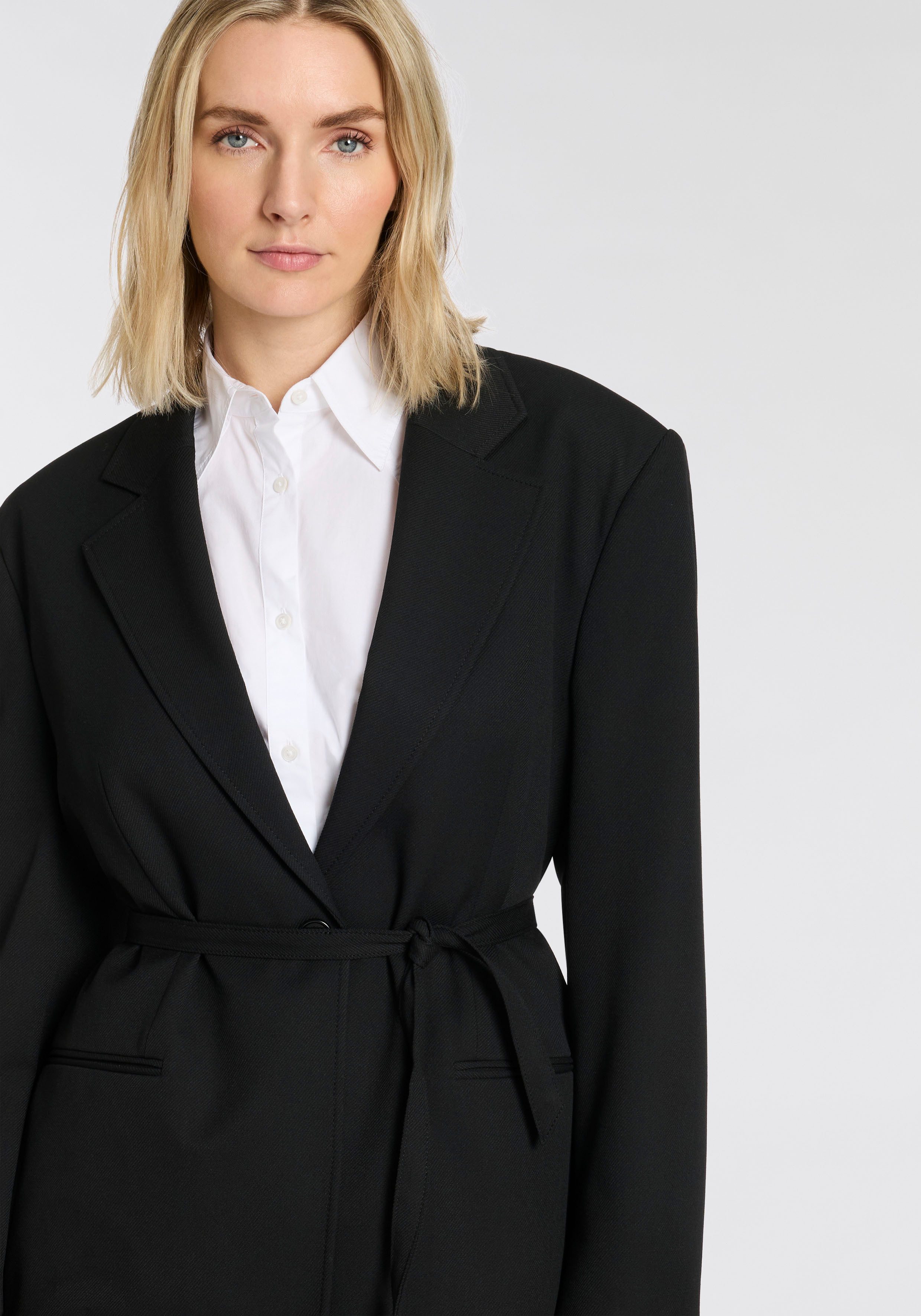 BOSS ORANGE Longblazer Jalara Premium Damenmode mit Gürtel zum Binden in der Taille