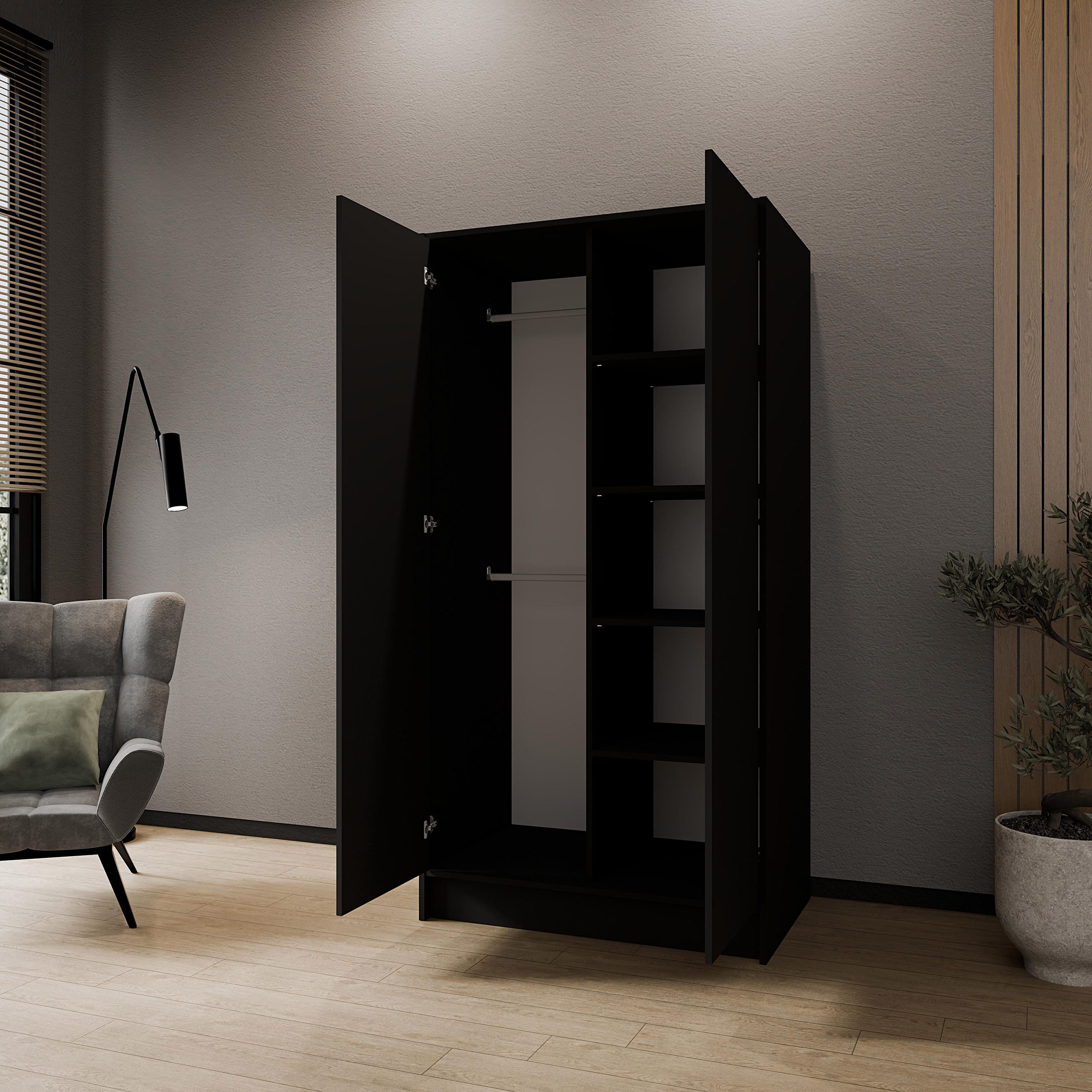 Beautysofa Kleiderschrank Gava moderne Schlichtheit und funktionale Eleganz (Schrank mit flexibel konfigurierbar, TIP-ON Öffnungssystem) Breiten zur Auswahl: 100 cm, 150 cm oder 200 cm