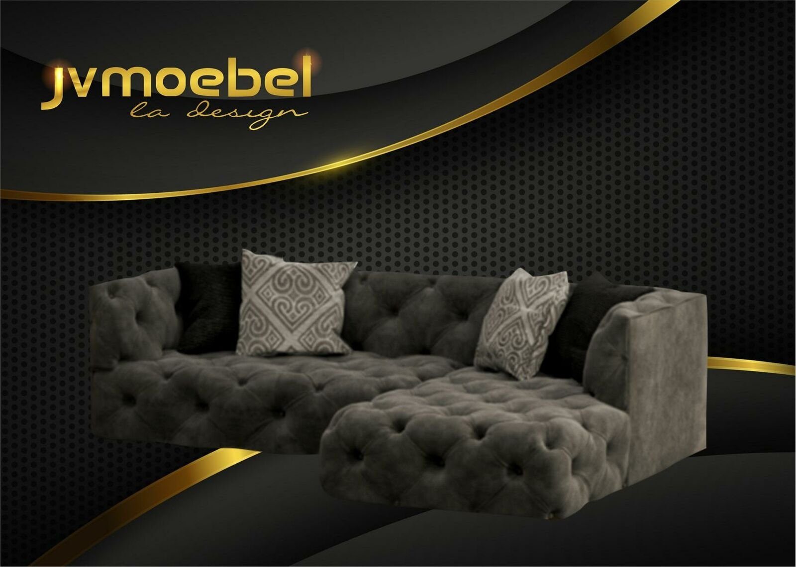 JVmoebel Ecksofa Braunes Chesterfield L-Form Couch Design Polstermöbel Neu, Made in Europe Grau