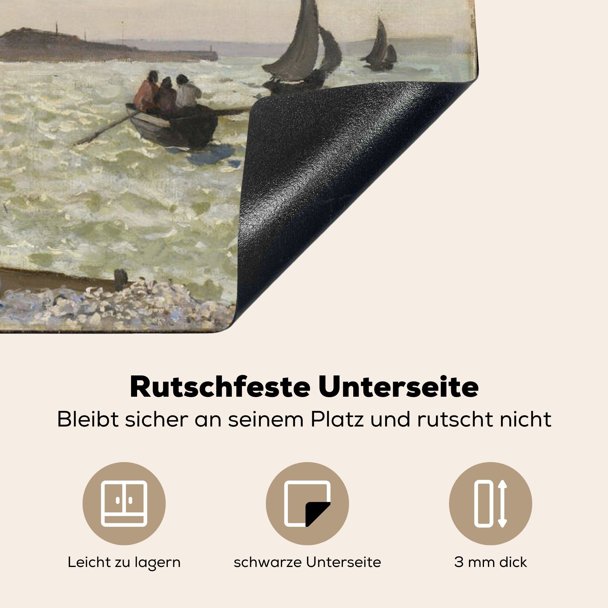 MuchoWow Herdblende-/Abdeckplatte küche Arbeitsplatte von Vinyl, für Claude Küste von Die - Gemälde cm, Monet, 83x51 (1 Ceranfeldabdeckung, Sainte-Adresse tlg)