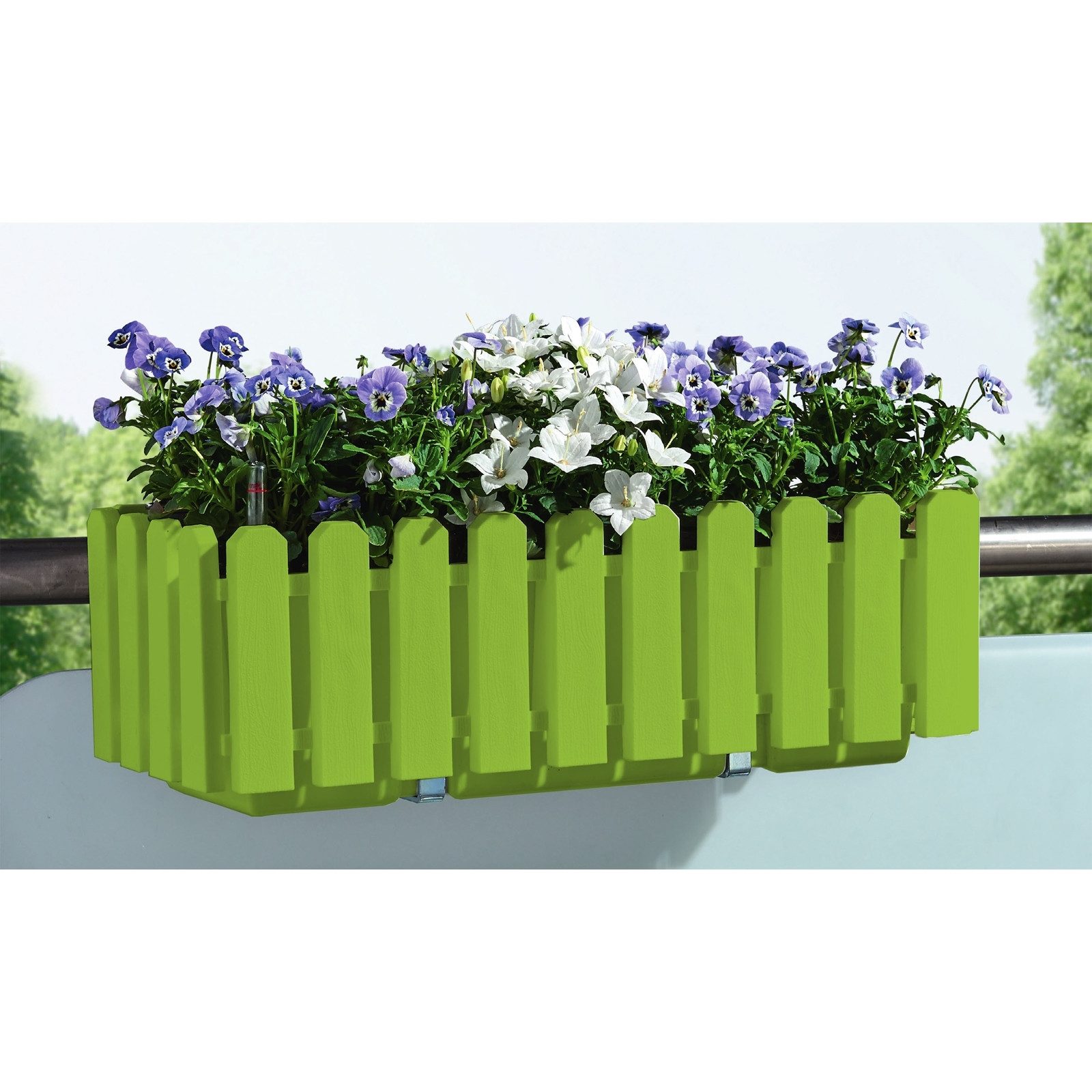 HTI-Living Blumenkasten Blumenkasten mit Wasserspeicher Nessa 50 cm Grün (Stück, 1 St., 1 Blumenkasten), inklusive Wasserstandsanzeige und Balkonhalterung