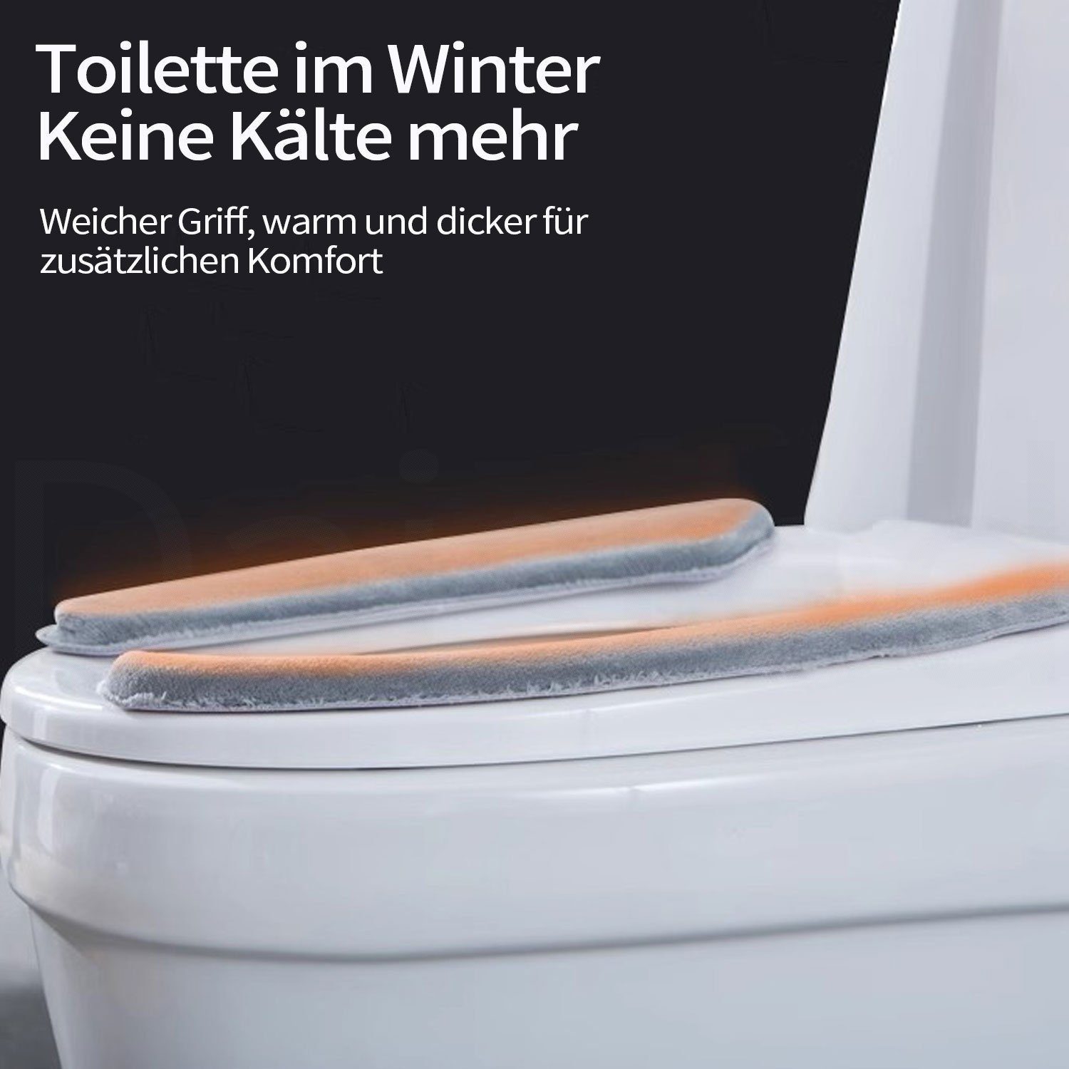 Coonoor WC-Deckelbezug 2 PCS Toilettensitzbezug Weich, Toilettensitzauflagen Waschbar, Wc Sitz Kissen Pads Wc Sitzbezüge Warm Toilettensitzbezug Plüsch – Bild 4 von 5