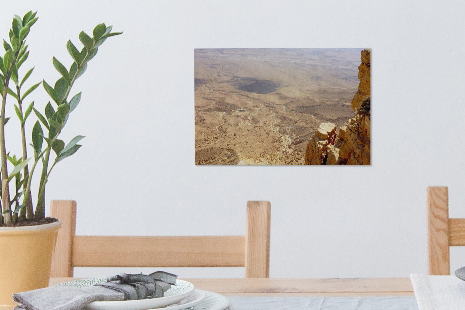OneMillionCanvasses® Leinwandbild Luftaufnahme in (1 Makhtesh St), Wanddeko, 30x20 Wandbild Ramon, der Leinwandbilder, Wüste Aufhängefertig, cm