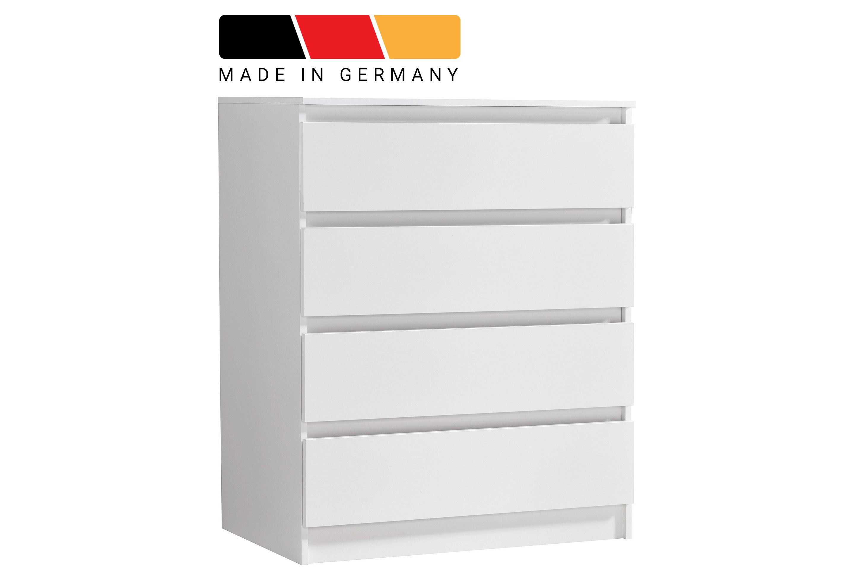 Home Collective Kommode mit 4 Schubladen Kommode schmal Holz Schrank (Highboard Anrichte Schlafzimmer Wohnzimmer Flur Büro Organizer), Kommode 80 cm breit Schrank mit Schubladen Sideboard Weiß