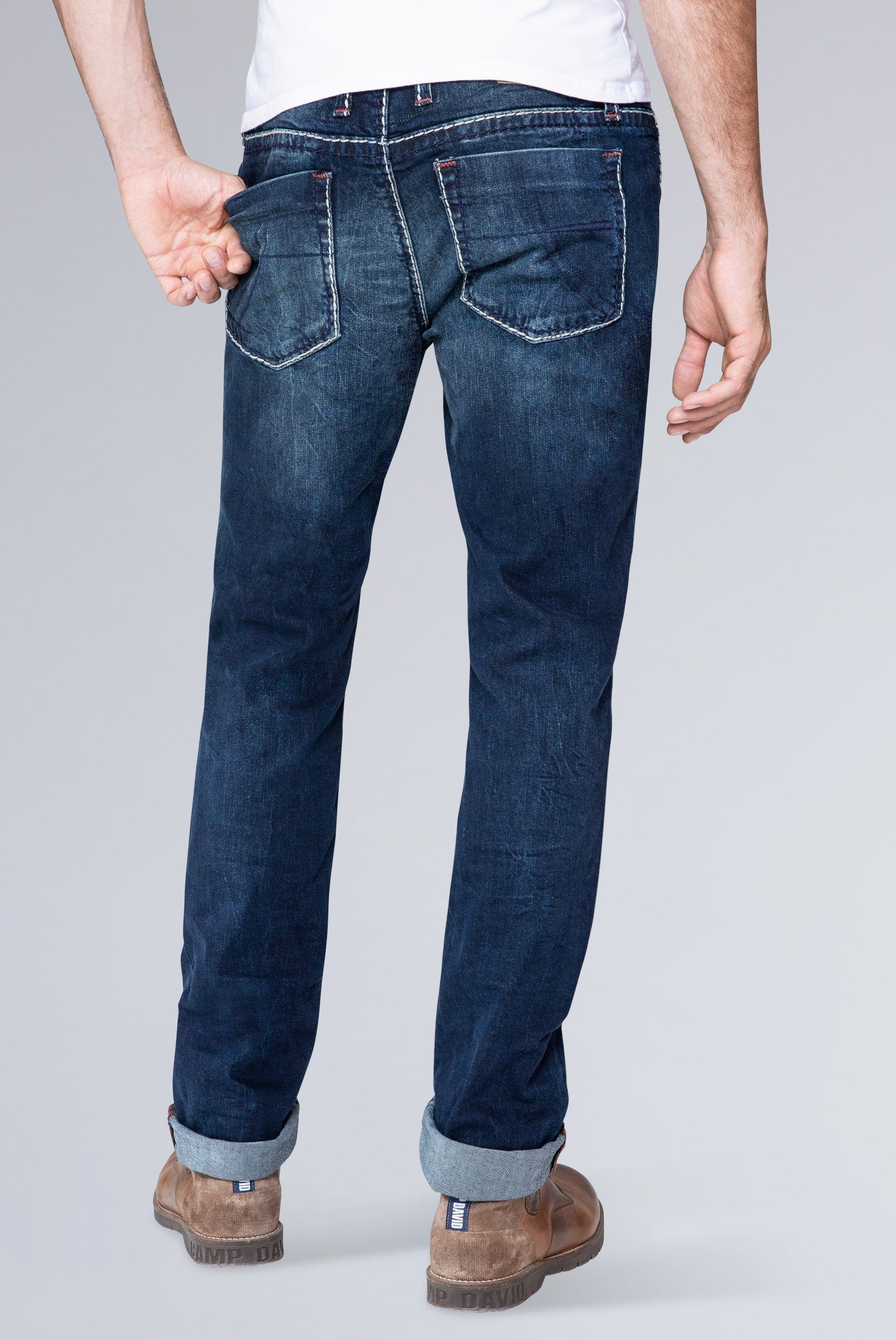 Kontrast-Riegel CAMP Regular-fit-Jeans DAVID mit