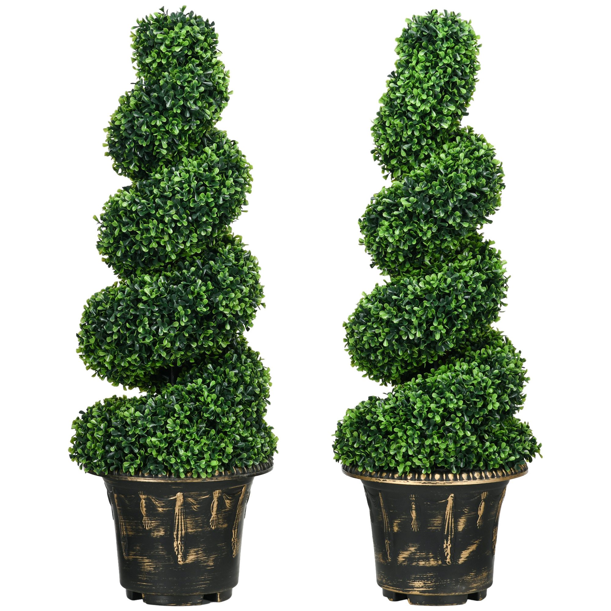 Kunstpflanze Satz von 2 dekorativen künstlichen Pflanzen Topiary Spirale Buchsbaum
