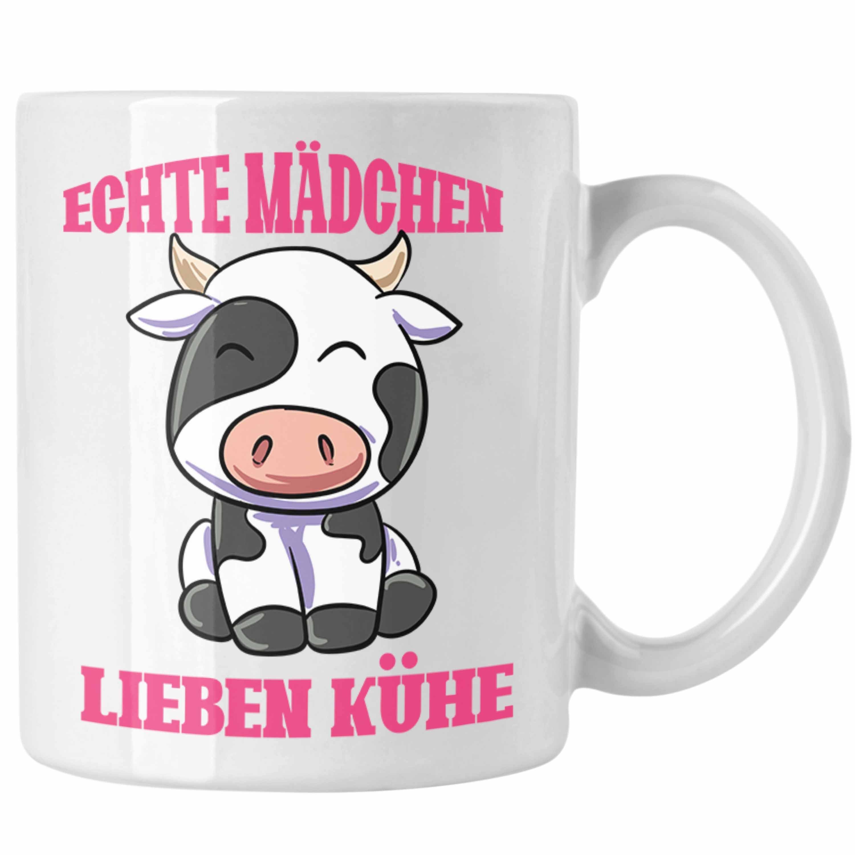 Trendation Tasse Kuh Tasse Geschenk Echte Mädchen Lieben Kühe Landwirtin Bäuerin Gesch Weiss