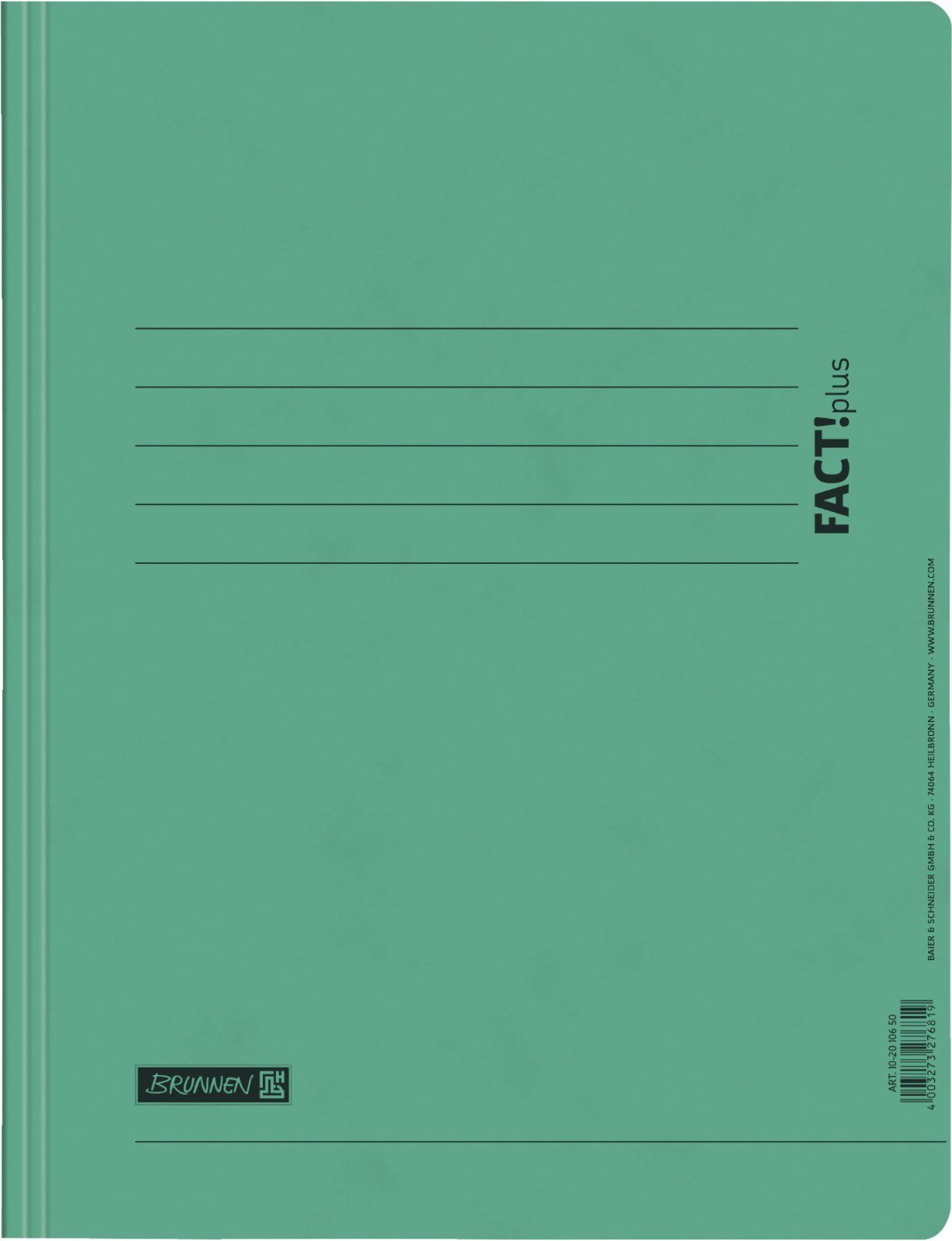 BRUNNEN Hefter FACT!plus Schnellhefter grün A4 Pappe Karton 375g/m², Schnellheft Mechanik, mit Amtsheftung