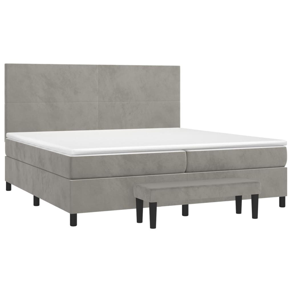Bett Boxspringbett mit Matratze Hellgrau 200x200 cm Samt
