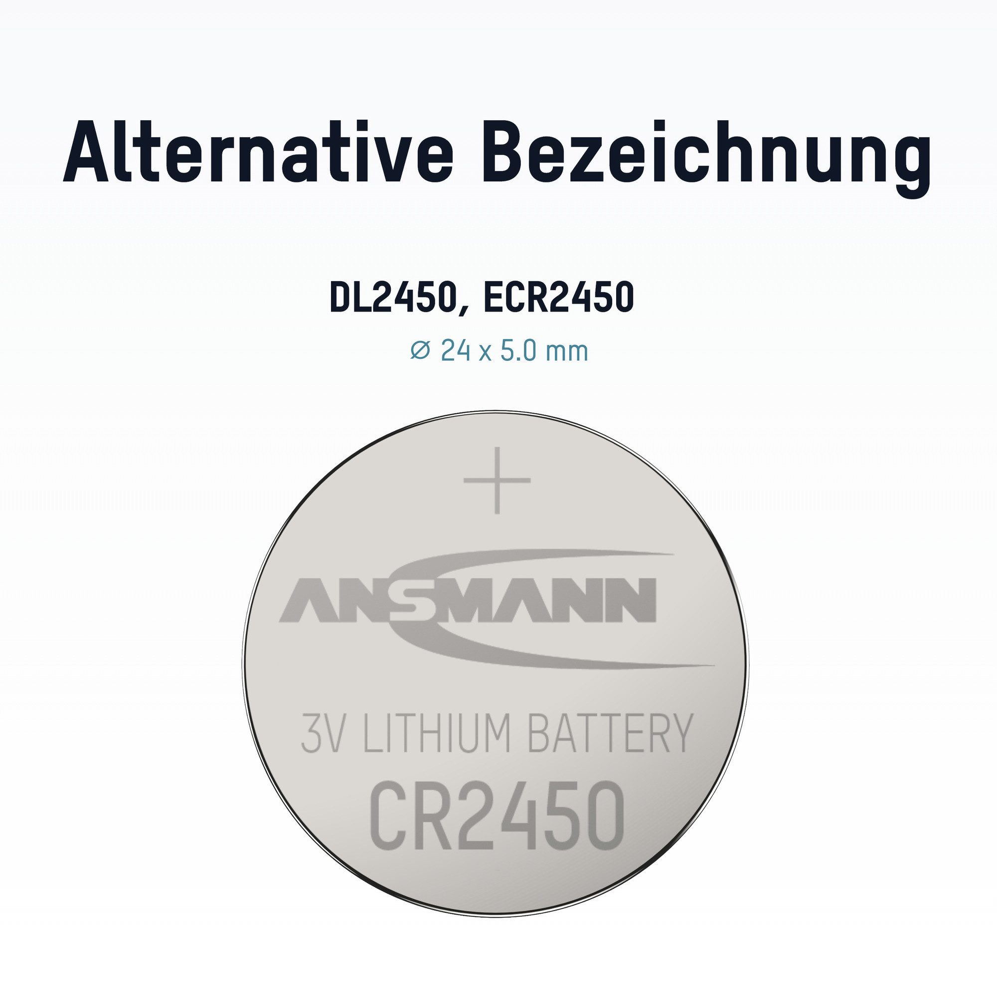 ANSMANN AG Lithium Knopfzelle CR2450 mit 3V (1 Stück), zuverlässig & langlebig Knopfzelle