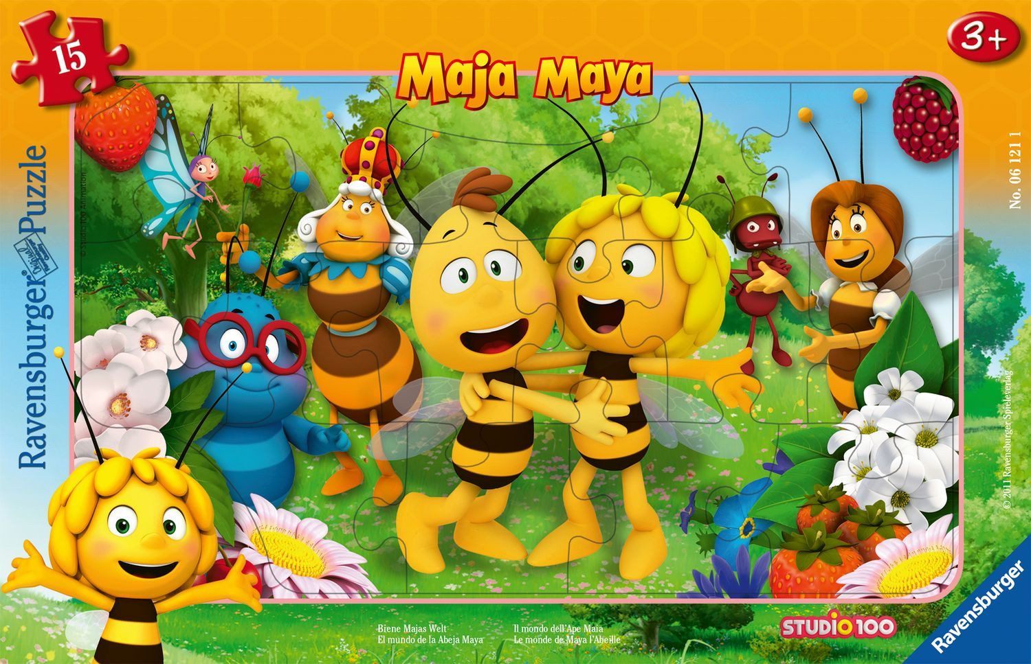 Ravensburger Verlag GmbH Konturenpuzzle Rahmenpuzzle Ravensburger Biene Majas Welt 15 Teile, Puzzleteile