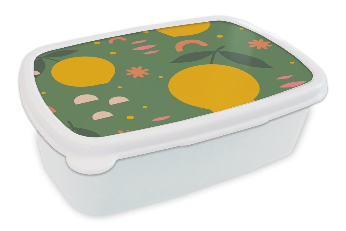 MuchoWow Lunchbox Zitrone - Rosa - Design, Kunststoff, (2-tlg), Brotbox für Kinder und Erwachsene, Brotdose, für Jungs und Mädchen weiß