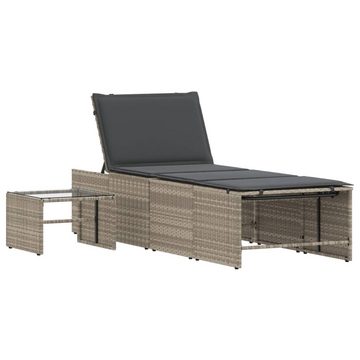 vidaXL Wellnessliege Sonnenliegen Gartenliege Sonnenliege Relax 2 Stk mit Tisch Hellgrau Po