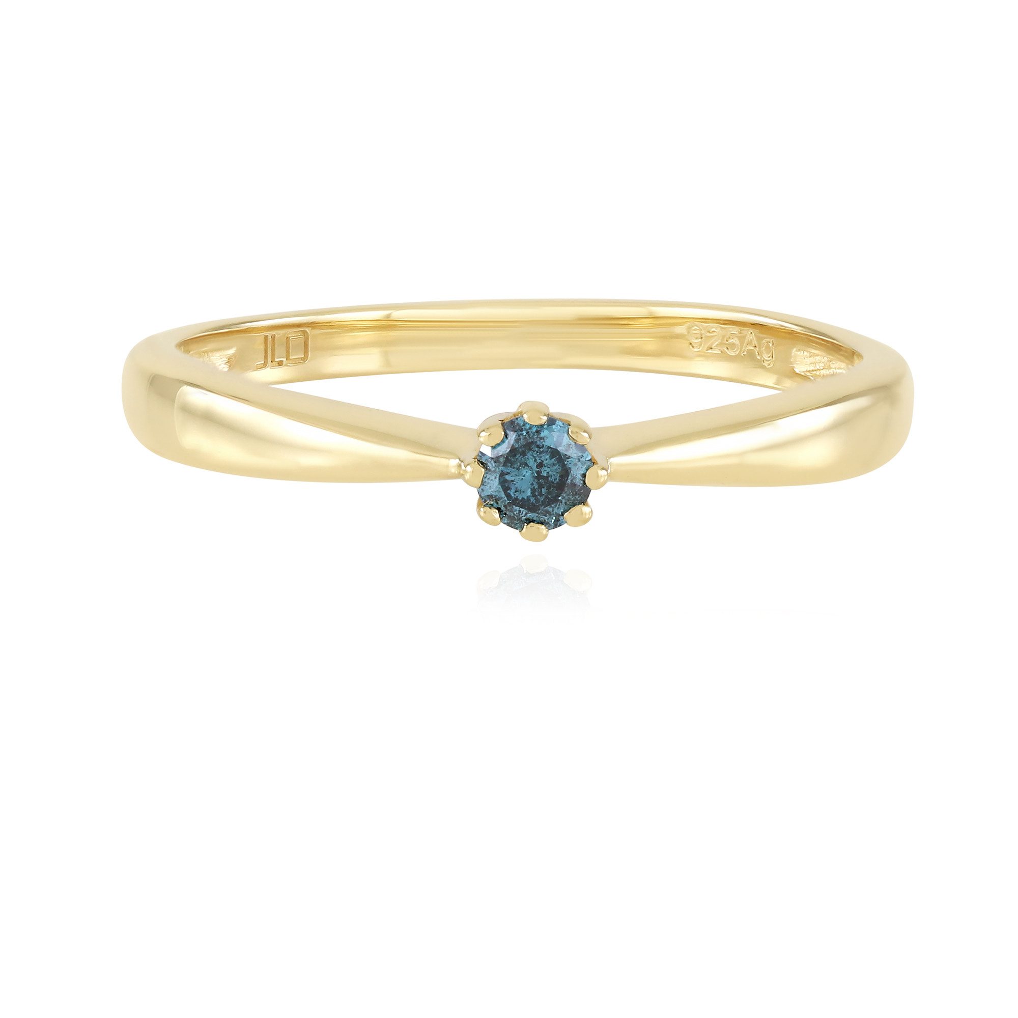 Cavill Diamantring Vergoldeter Silberring mit blauem Diamanten (1-tlg)