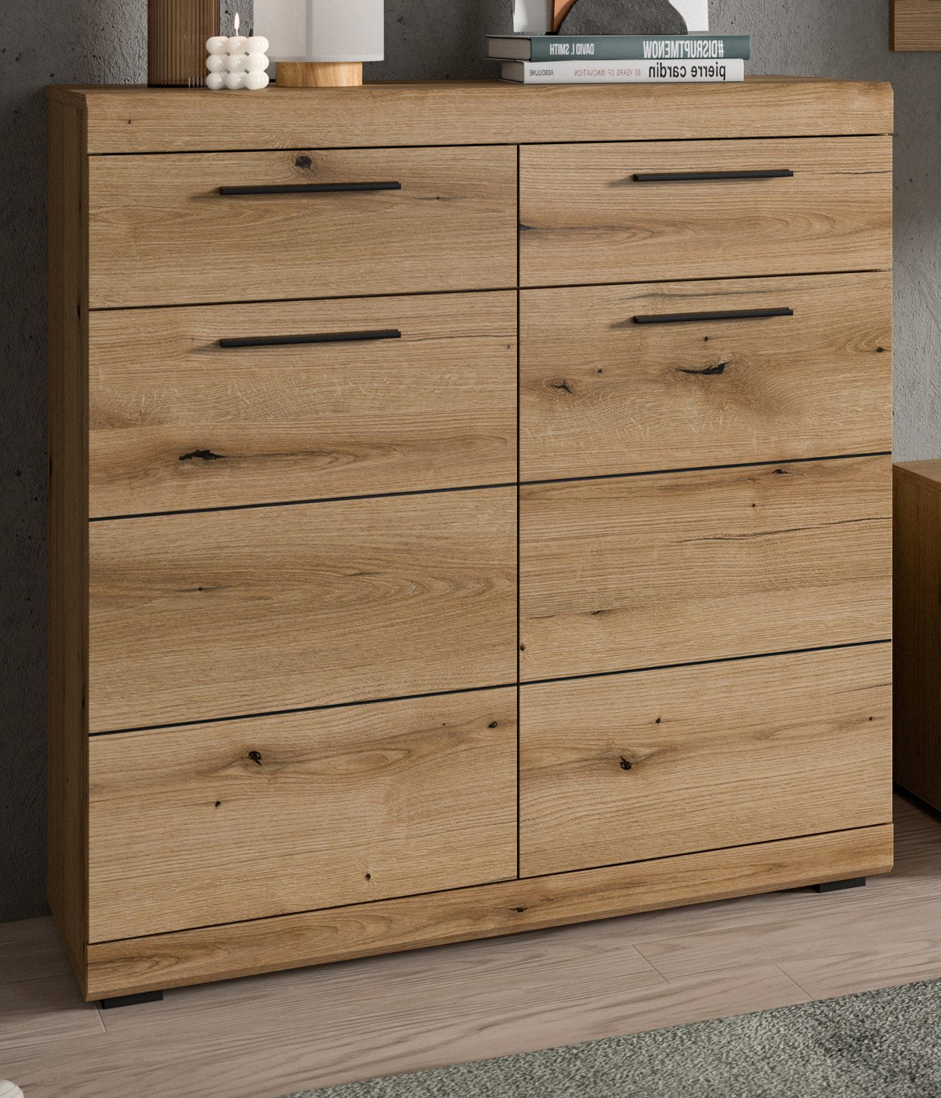 Inn.Furn Schuhkommode Shawn (Schuhschrank in Evoke Eiche, 2-türig, 90 x 96 cm), mit 2 Schubladen – Bild 5 von 5