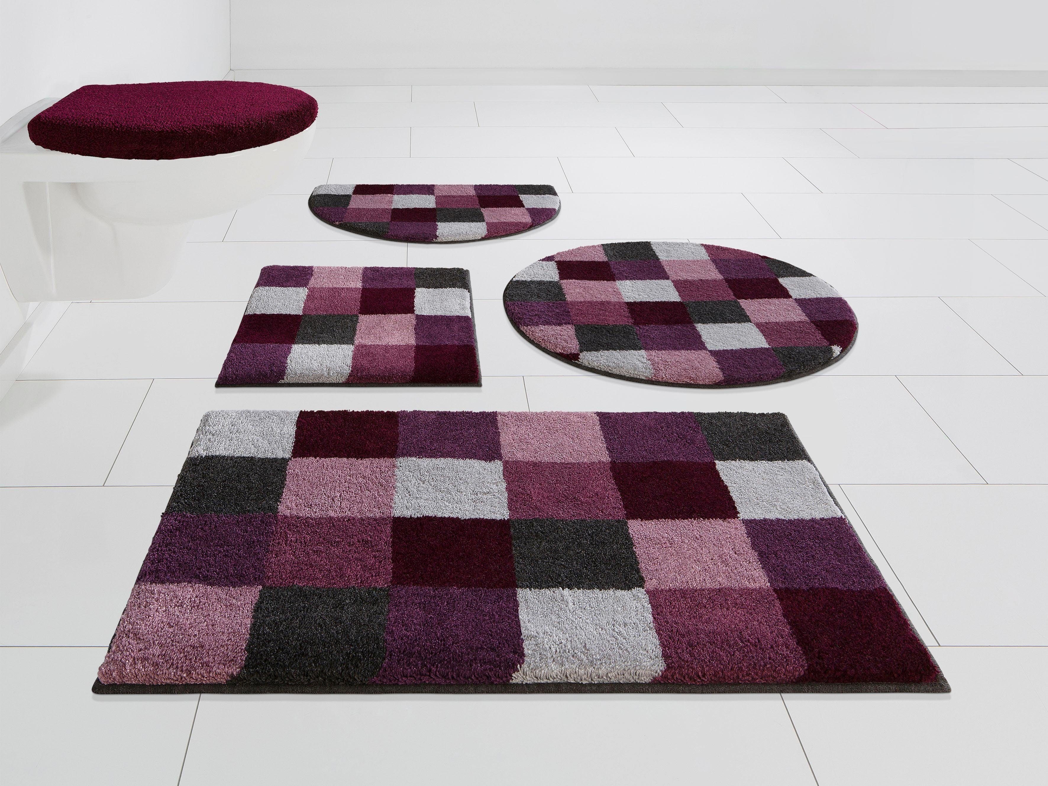 Grund Badematte Mosaik, Badvorleger, Badezimmer Teppich, sehr weich, Höhe 20 mm, rutschhemmend beschichtet, fußbodenheizungsgeeignet, Kunstfaser, rechteckig, angenehm weich, auch als 3 teiliges Set erhältlich, Made in Europe