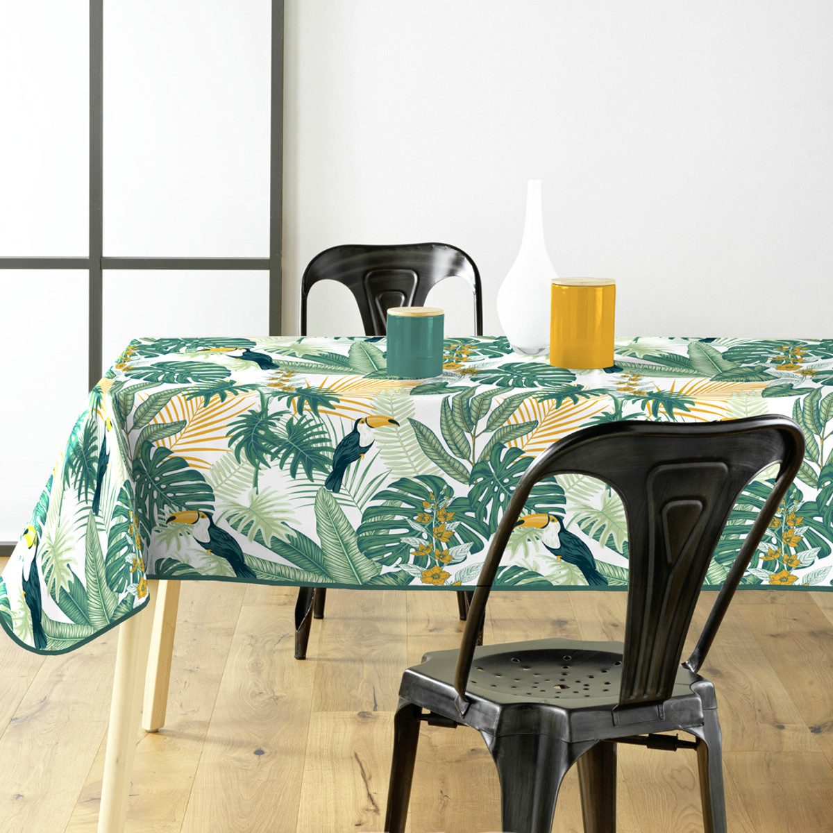 Sanixa Gartentischdecke Tischdecke PVC Grün Dschungel 140 x 200 cm Tischtuch Kunststoff (Tischschutz Dschungeldesign), Gartentischdecke Balkontischdecke Tischtuch
