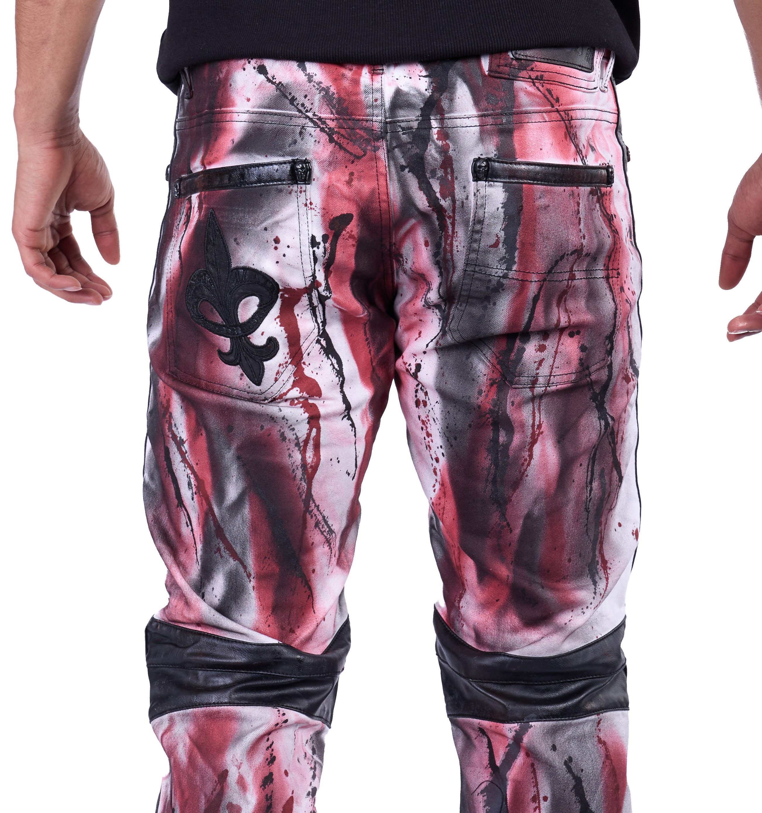 KINGZ Regular-fit-Jeans Extravagante KINGZ Designer Biker Jeans Weiß W38/L34