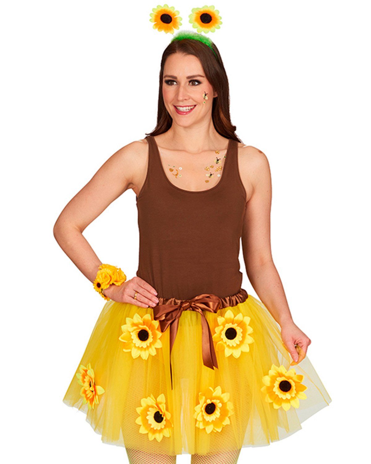 Das Kostümland Kostüm Sonnenblumen Petticoat für Damen - Gelber Rock günstig online kaufen