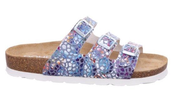 Rohde Alba Pantolette, Sommerschuh, Schlappen, Hausschuh mit buntem Druck, G-Weite = weit