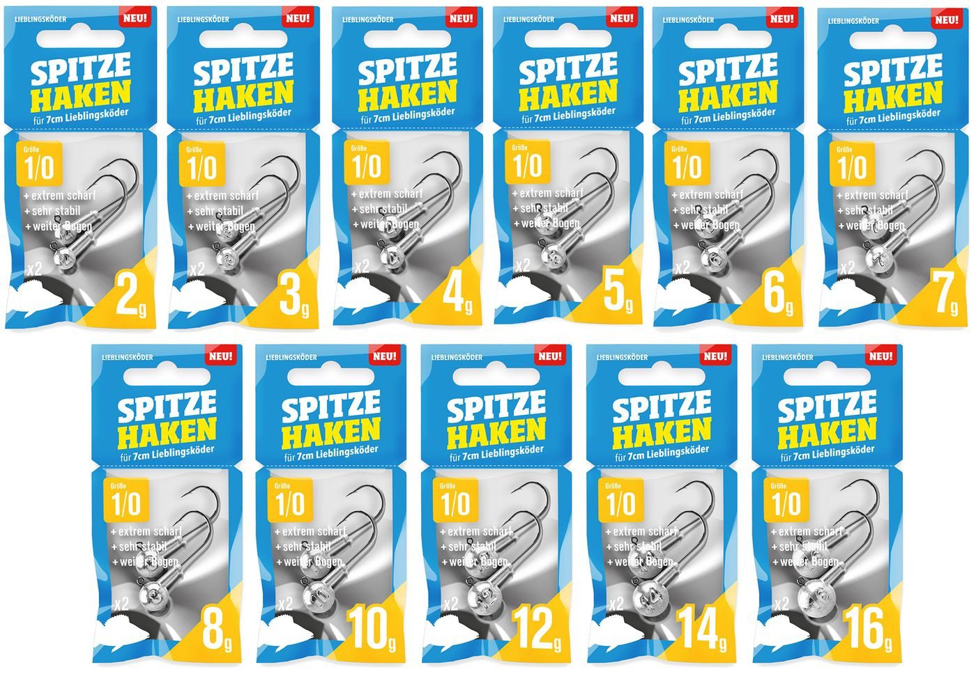 Lieblingsköder Jighaken Lieblingsköder Spitze Haken Gr. 1/0 Jigköpfe - 2 Jighaken