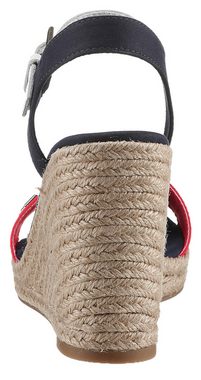 Tommy Hilfiger STRIPES WEDGE SANDAL Keilsandalette, Sommerschuh, Sandale, Keilabsatz, mit verstellbarem Riemchen