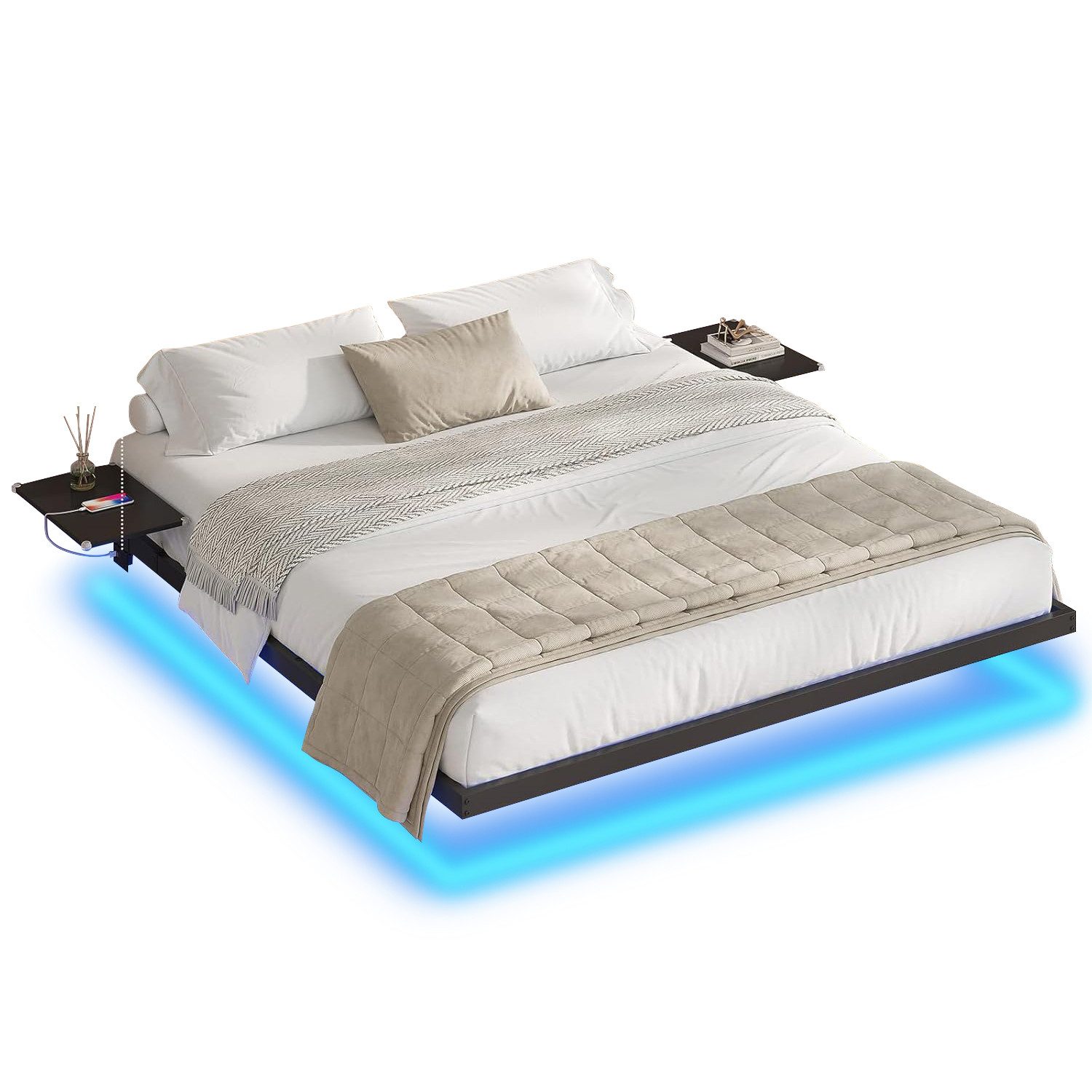 MSMASK Bettgestell LED Beleuchtung und Ladestation, Schwarz (Ohne Matratze) günstig online kaufen