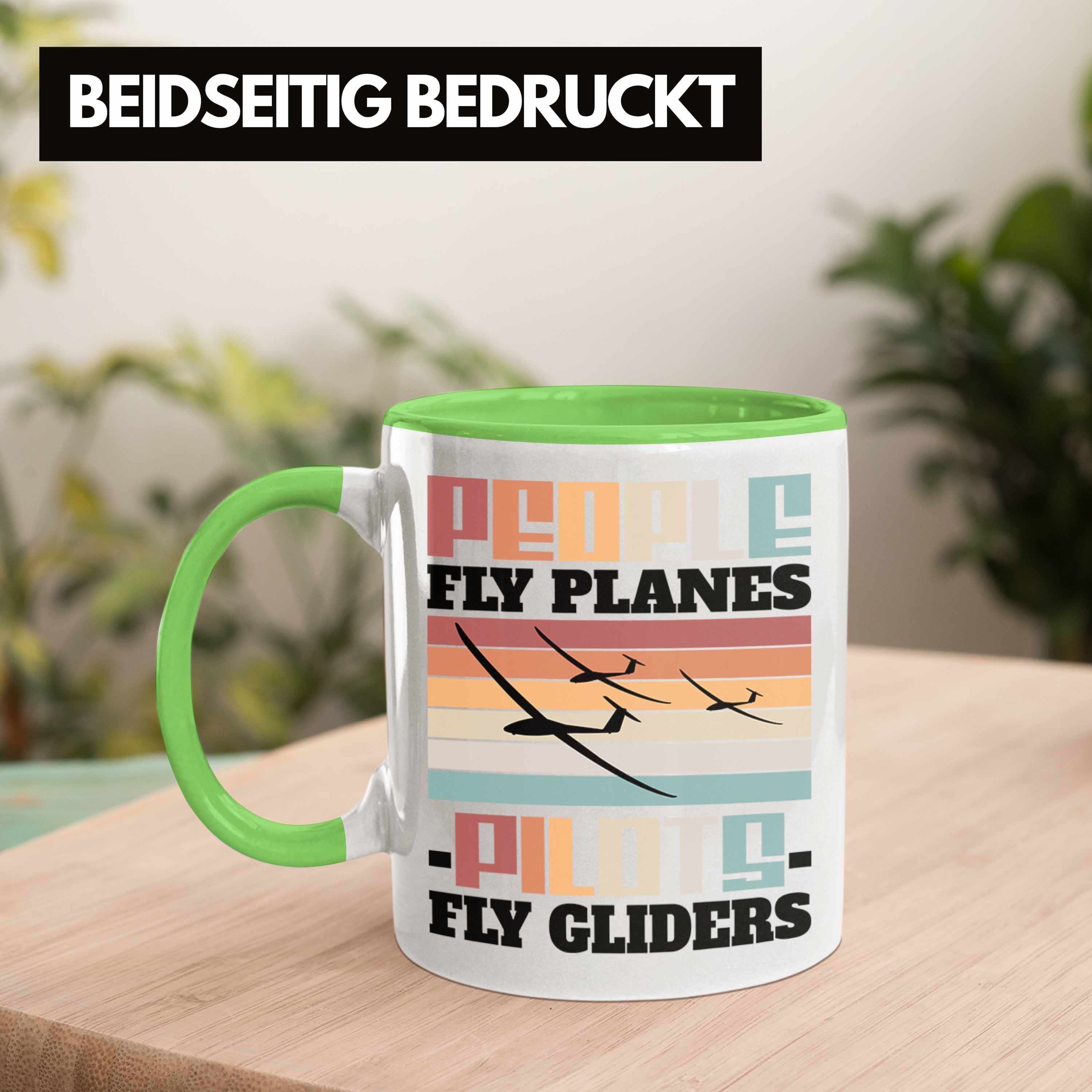 Trendation Tasse Pilots Play Gliders Segelflieger Seg Spruch Grün Segelflugzeug Geschenkidee