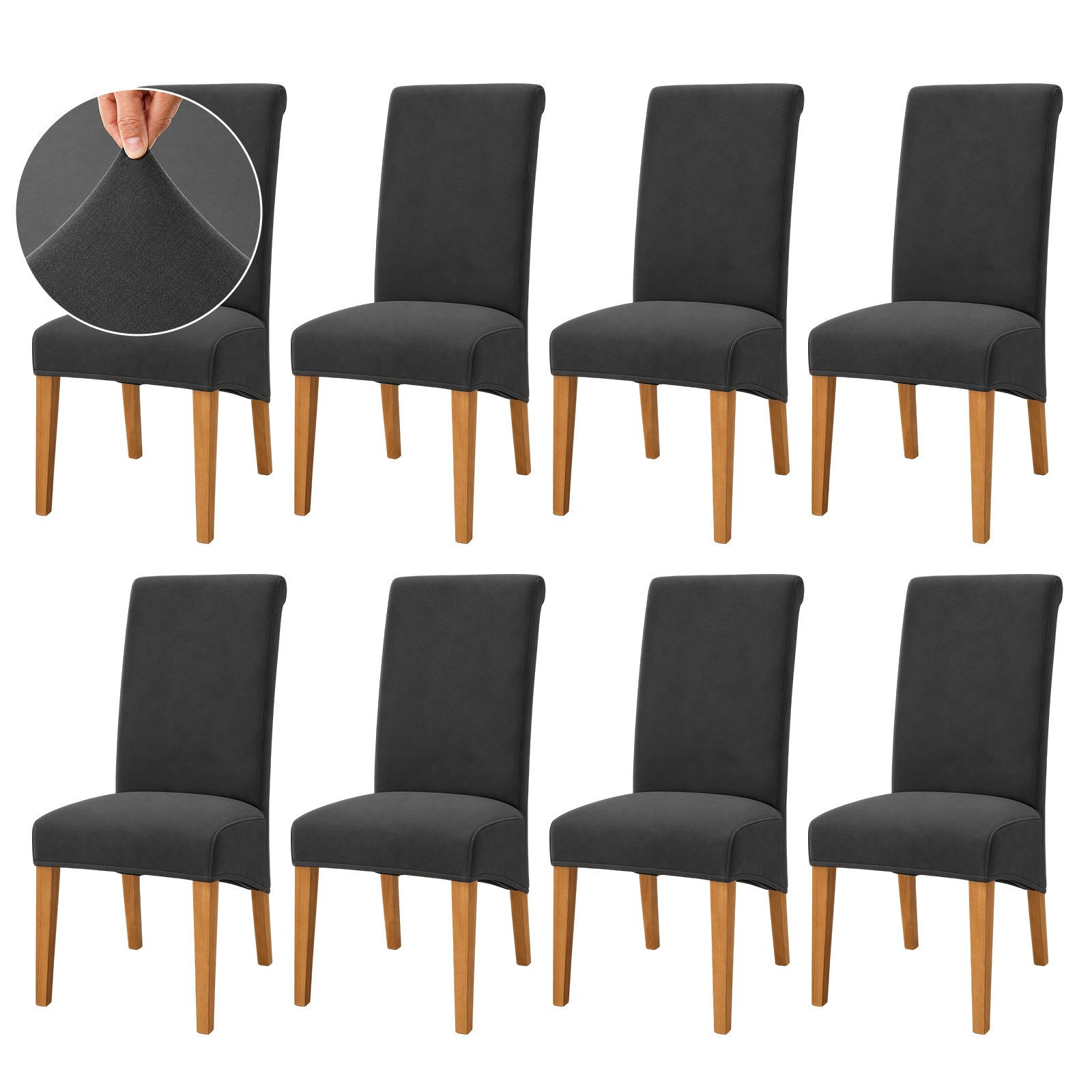 MOPUEA Sesselhusse Stuhlhusse Stuhlbezug Samt Stretch Hülle Esszimmer Schwingstuhl, Für Esszimmer, Abnehmbaren Stuhl Schutz Für Küche, Hotel