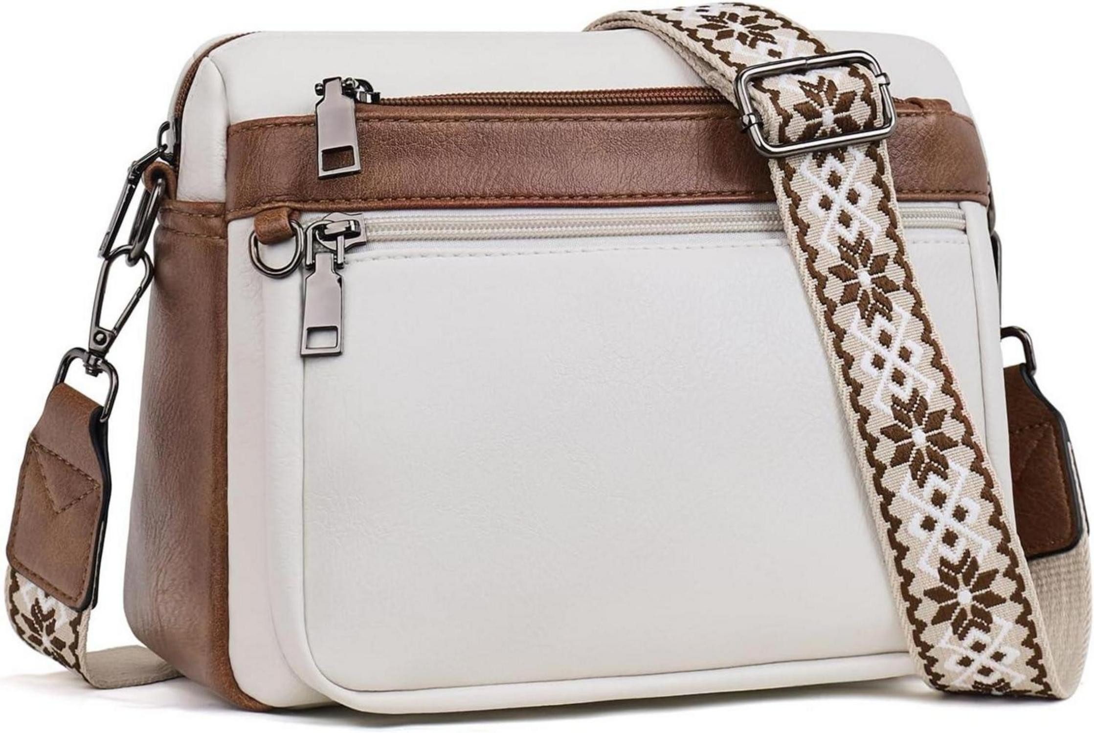 Schultertasche Umhängetasche Damen Mittelgroß Leder Weich Breiter Gurt