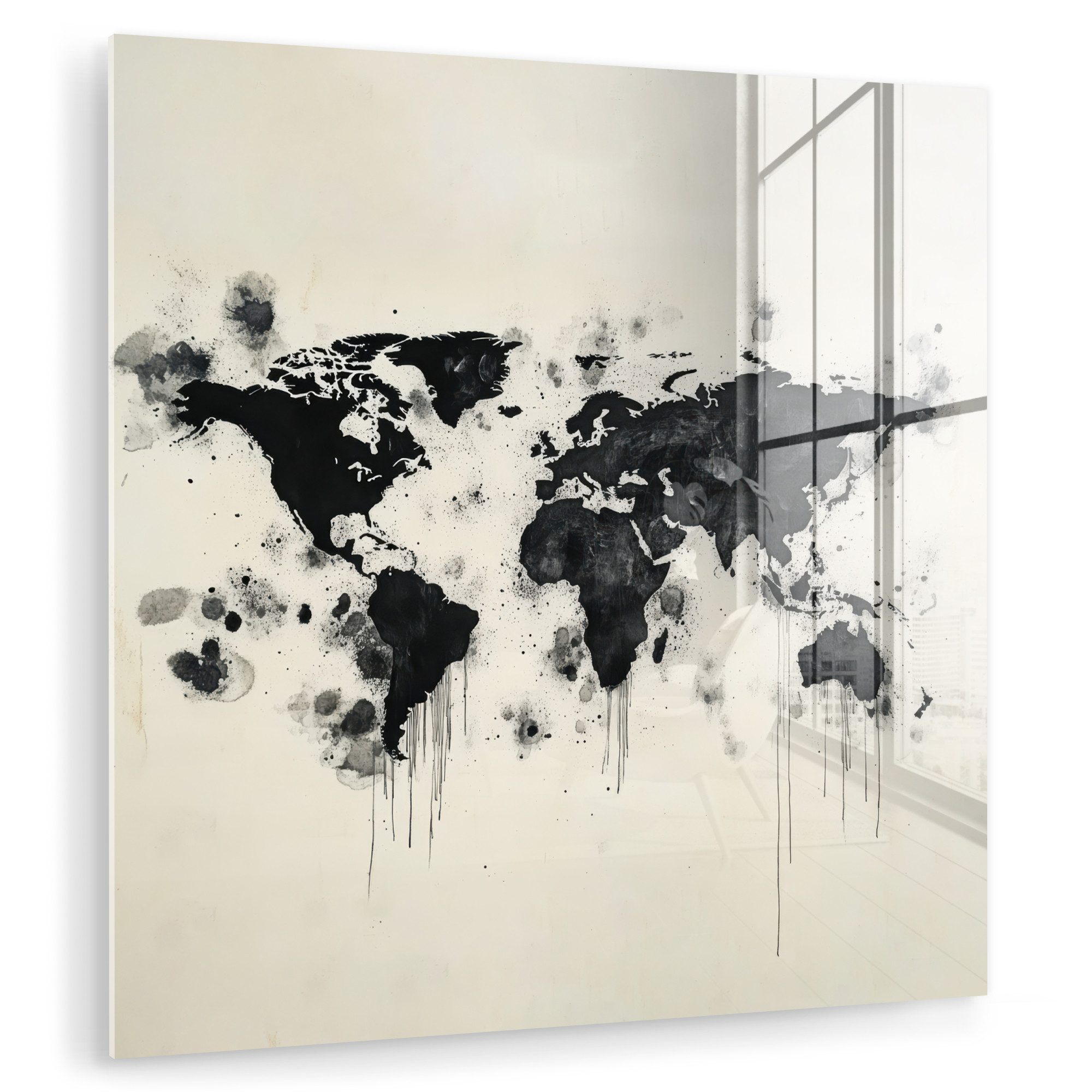 MuchoWow Acrylglasbild Weltkarte - Schwarz - günstig online kaufen