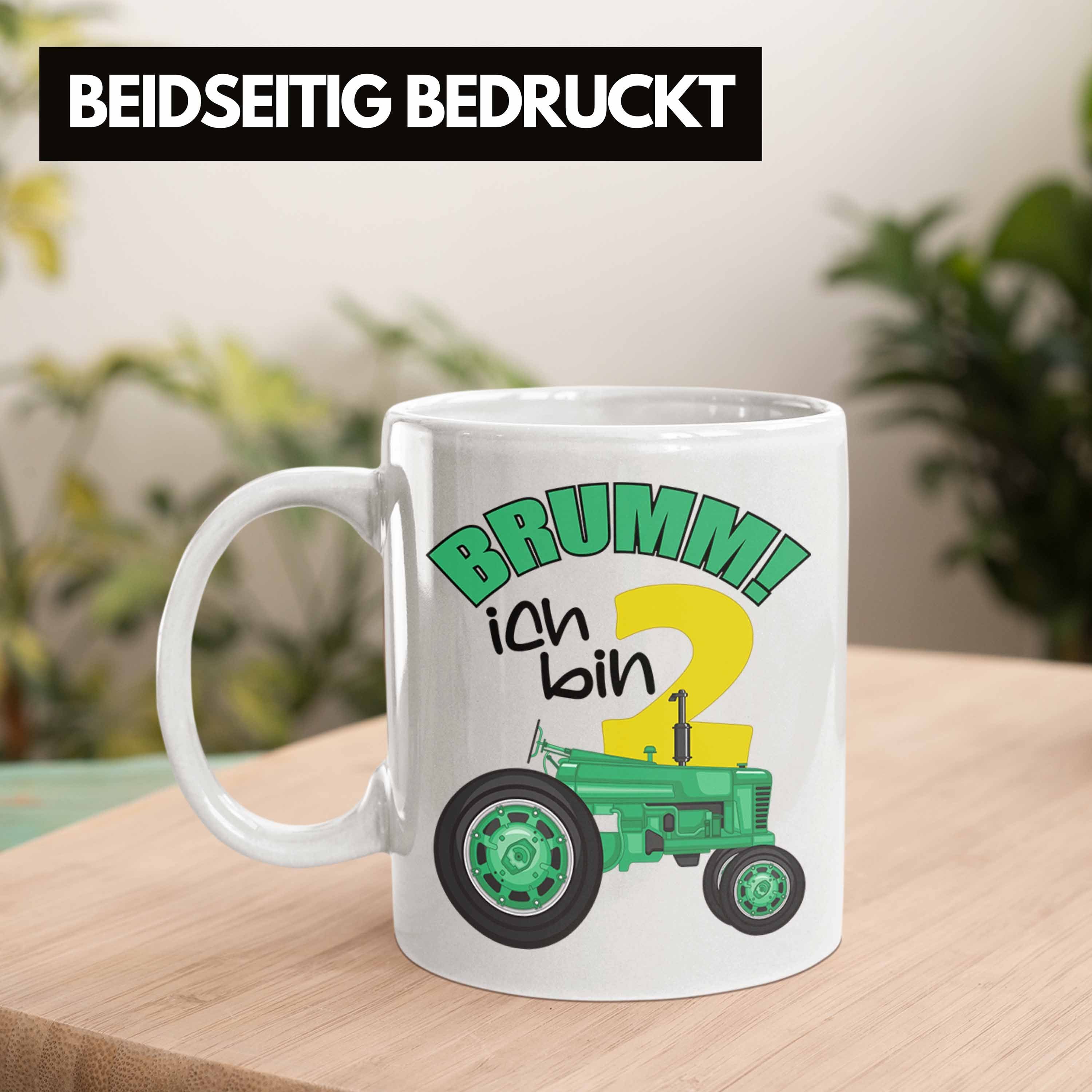 Trendation Tasse Baby Zweiter Geburtstag Kakaotasse Geschenk Trendation Weiss Alt Junge 2. Jungs Jahre Traktor Geschenkidee Tasse - 2 Bday Becher