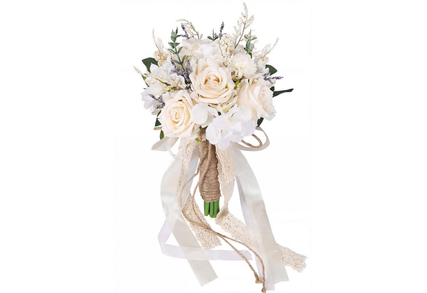 Kunstblume Kunstblumenstrauß Brautsträuße für Braut und Brautjungfern, Agger, künstliche weiße Champagnerrosen, Hochzeitsdekoration