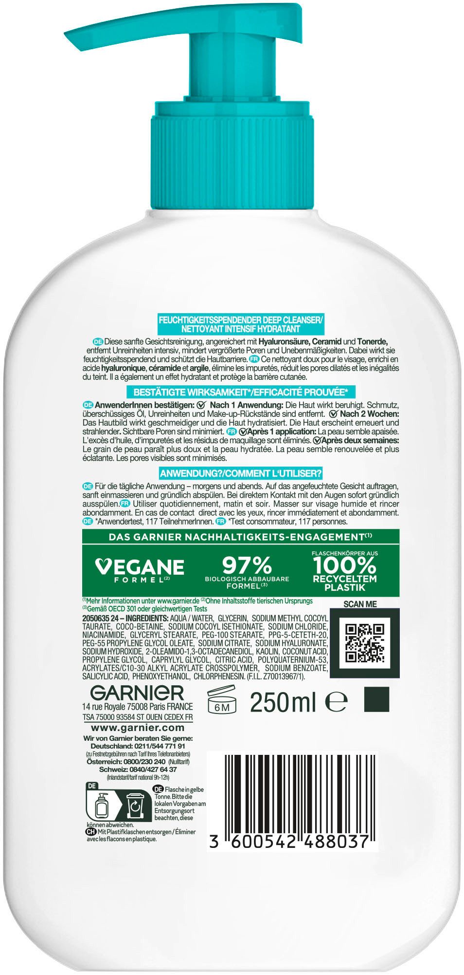 GARNIER Gesichts-Reinigungsschaum GARNIER HAUTKLAR SALICYLIC PURIFYING GENTLE CLEANSER, mit Hyaluron