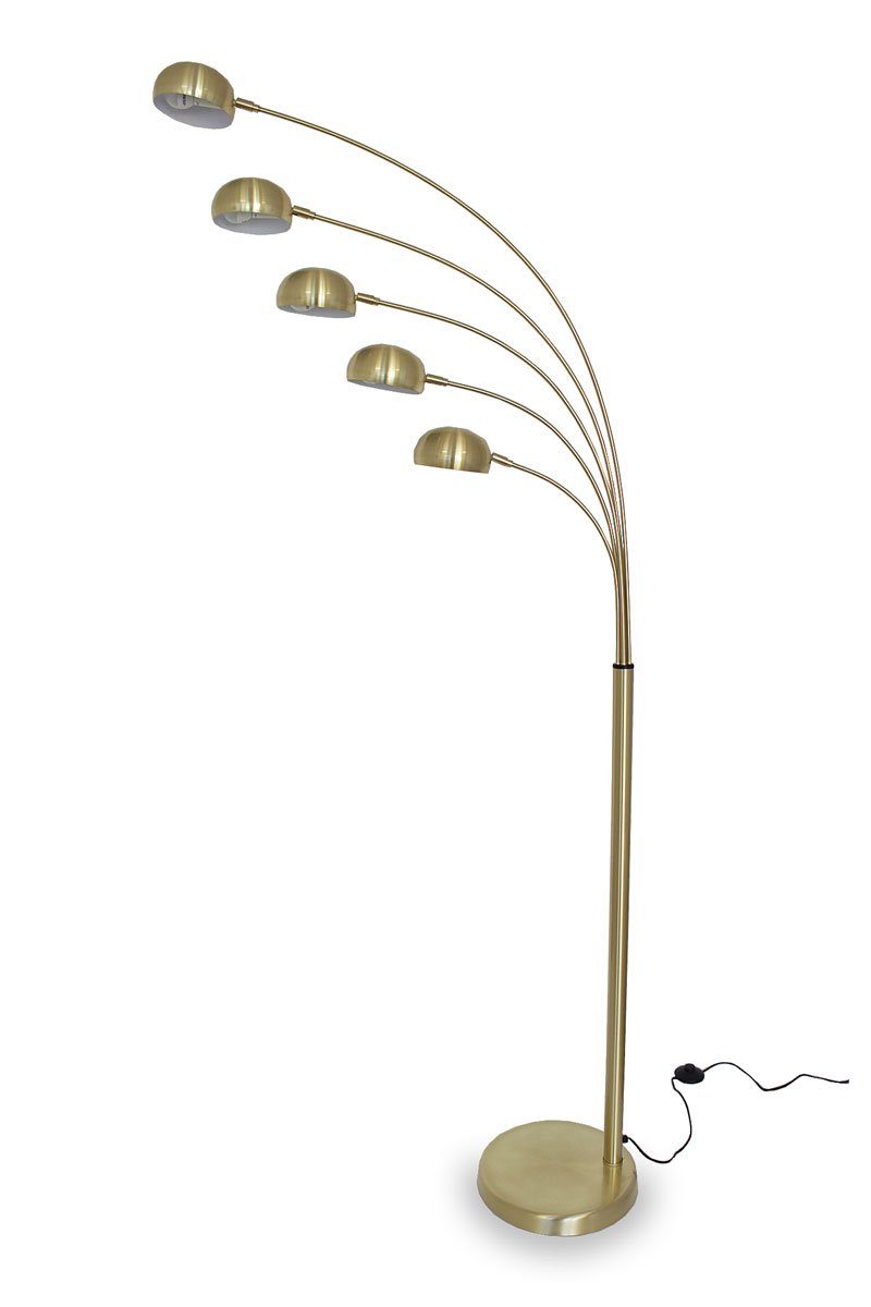 Leuchtmittel Kiom inklusive Messing nicht Narok gebürstet Bogenleuchte 5-armig Stehlampe 205cm,