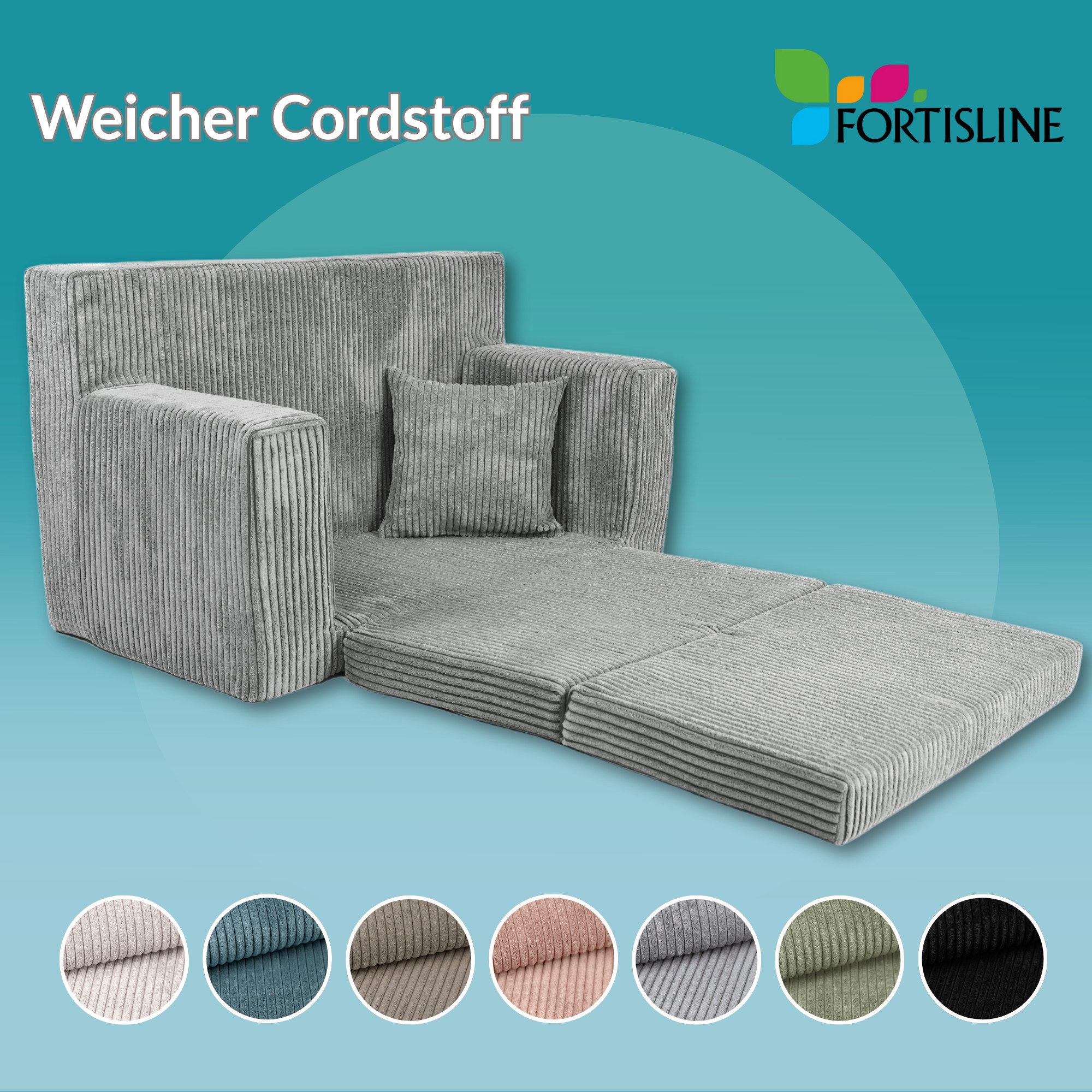 FORTISLINE Kindersofa aus Schaumstoff mit abnehmbarem Bezug Kinderzimmer